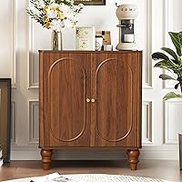Vista 3 de ORRD Fluted Storage Cabinet, Modern Credenza Wooden Accent Sideboard Buffet Cabinet with Adjustable Shelves and Solid Wood Legs, Console Table for