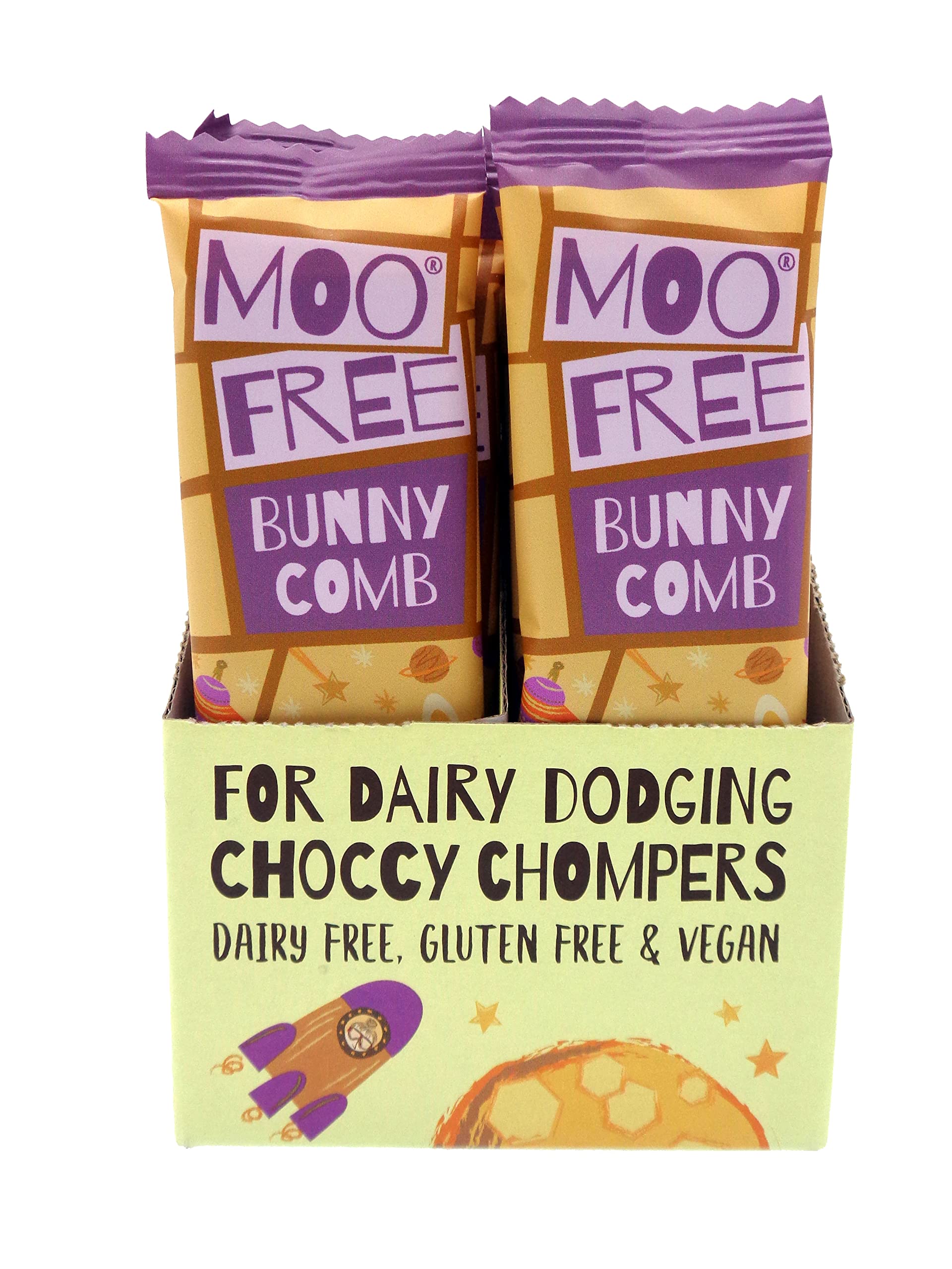 20 x Moo Free Bunnycomb Mini Bars - Dairy Free Vegan Milk Chocolate (20g)