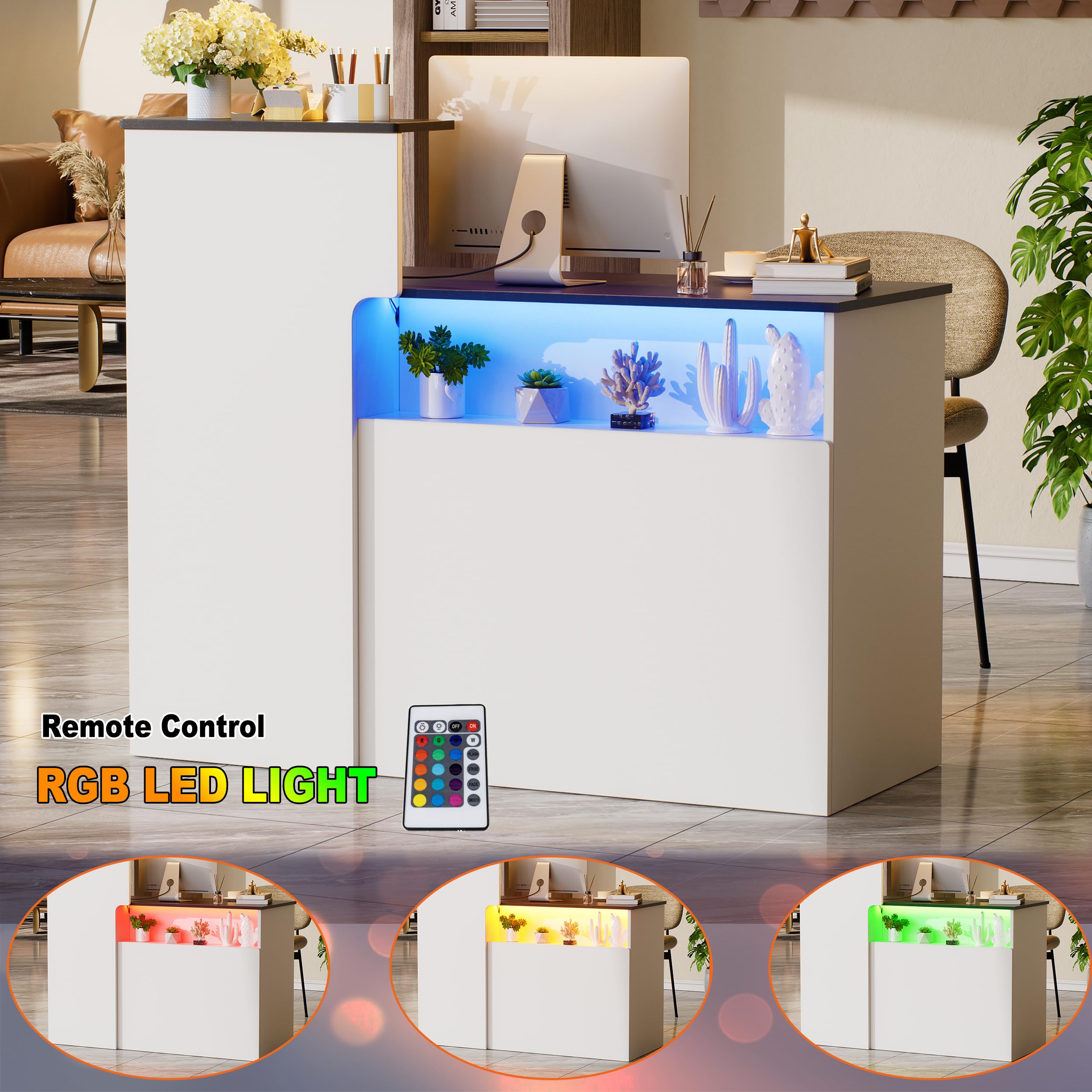 Bancone Reception Ufficio Banco Reception con LED Luce e Cassetto & Armadio Bancone Vendita con cassetto per tastiera Bancon Recep-tion Centro Estetico Banchi di Reception Mobili per re-ception Bianco