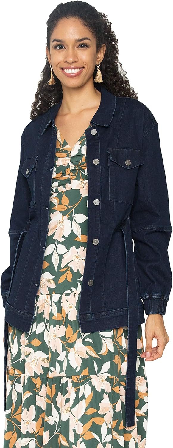 Standards & Practices Women's Dark Stone Wash Denim Utility Anorak Jacket