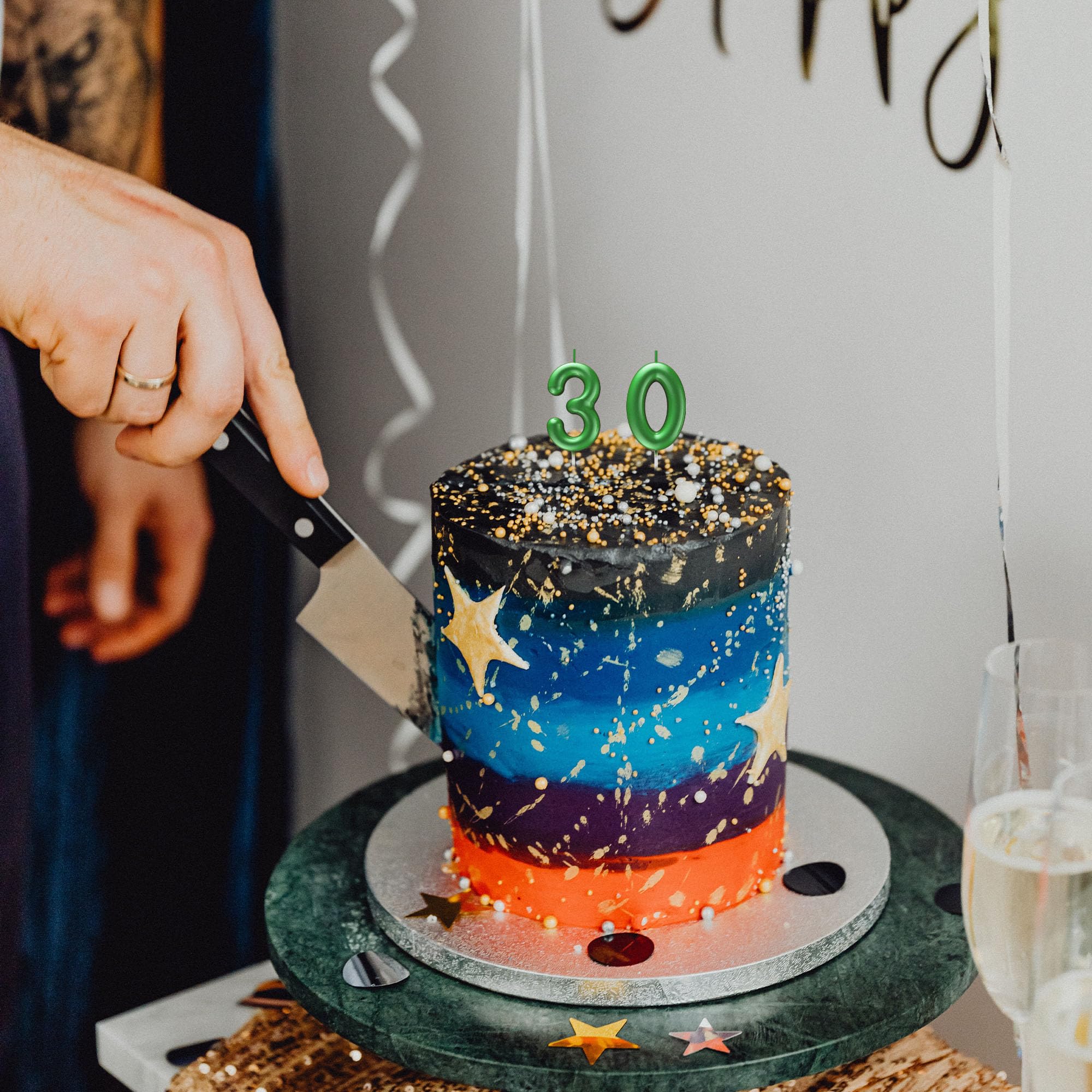 Vela verde con número 8 para cumpleaños, velas con números 3D para decoración de tartas de cumpleaños, bodas, aniversarios, celebraciones