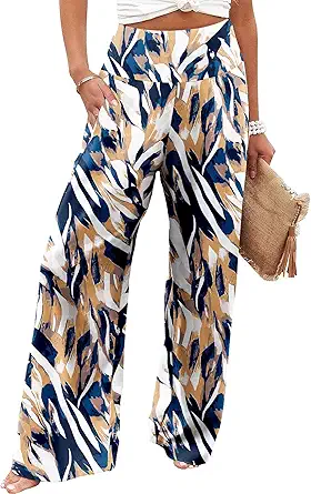 JZC Women's Palazzo Lounge Pants Casual Wide Leg Pants High Waist Flowy Toursers with Pockets