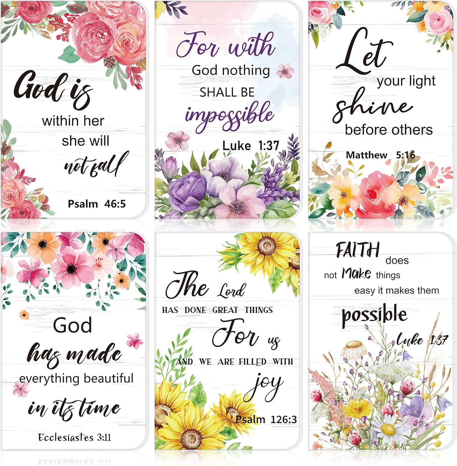 Gueevin 12 Pcs Flower Daily Prayer Gift for Women Bible Verse Notebooks Rustic Floral Inspirational Scripture Quotes Pocket Notepads 5 x 8 Inches Easter Religious Gift for Church Pastor Sunday Favors