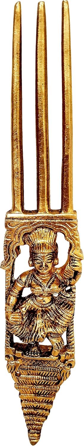 Purpledip Brass Wall Decor Accent Figurine: Apsara, A Mythical Dancing Beauty (12649A)