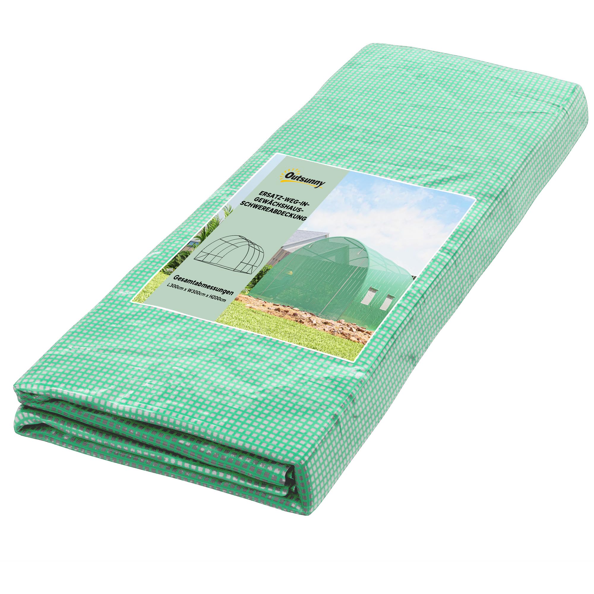 Outsunny Gewächshausfolie, wasserdicht Polyethylenfolie mit Rolltür, Fenster, UV Schutz, Reißfest Gartenfolie Abdeckplane für Folientunnel Gartenarbeit, Tunnelfolie NUR Folie