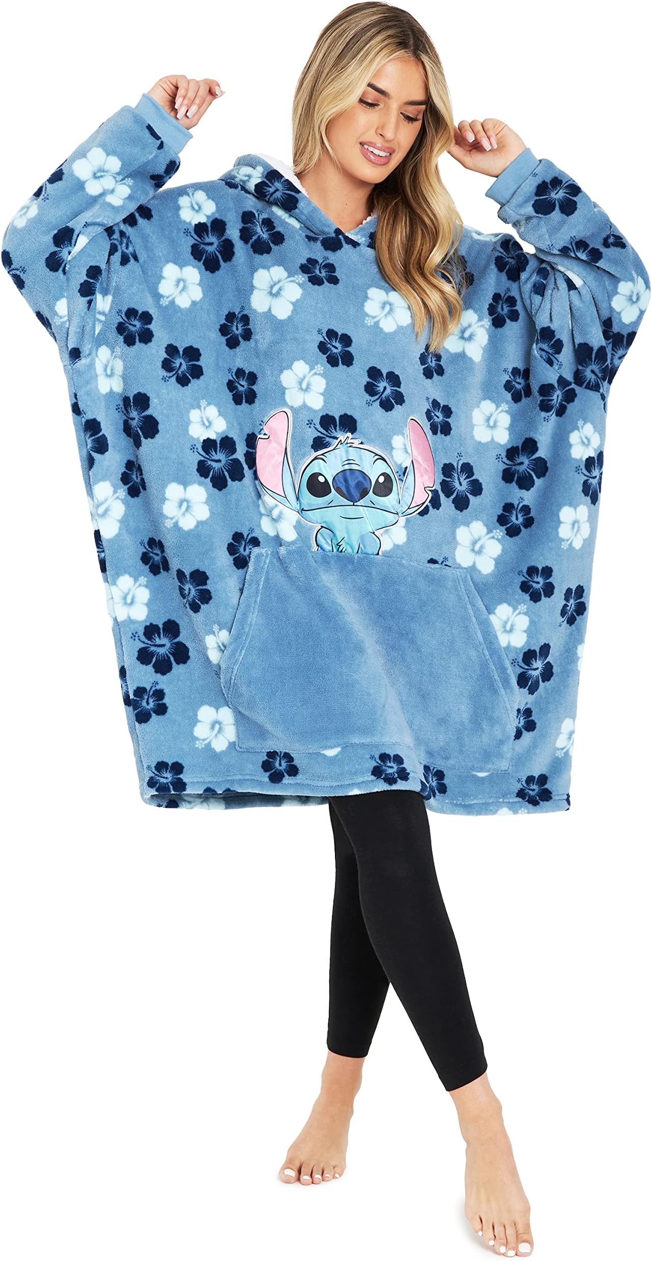 Stitch Blanket Hoodie for Women Teens, Wearable Oversized Fleece Hooded Poncho with Pocket, Cozy Gifts for Women