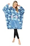 Stitch Blanket Hoodie for Women Teens, Wearable Oversized Fleece Hooded Poncho with Pocket, Cozy Gifts for Women