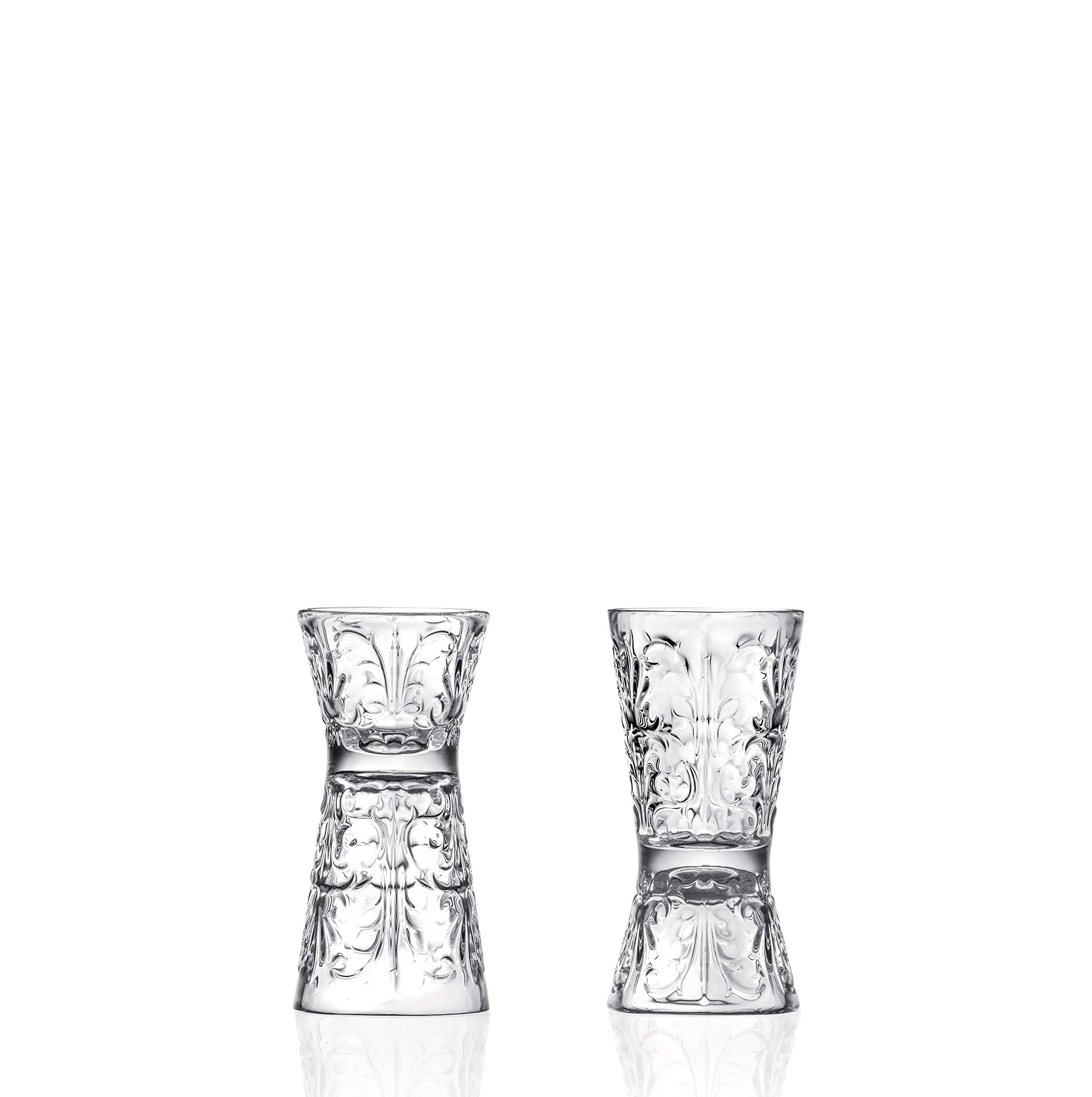 Barski Glas – wendbares Schnapsglas – Jigger Tumbler – für Likör – Wodka – Cocktail – Set mit 6 Gläsern – eine Seite ist 28 ml, die andere Seite ist 57 ml, hergestellt in Europa