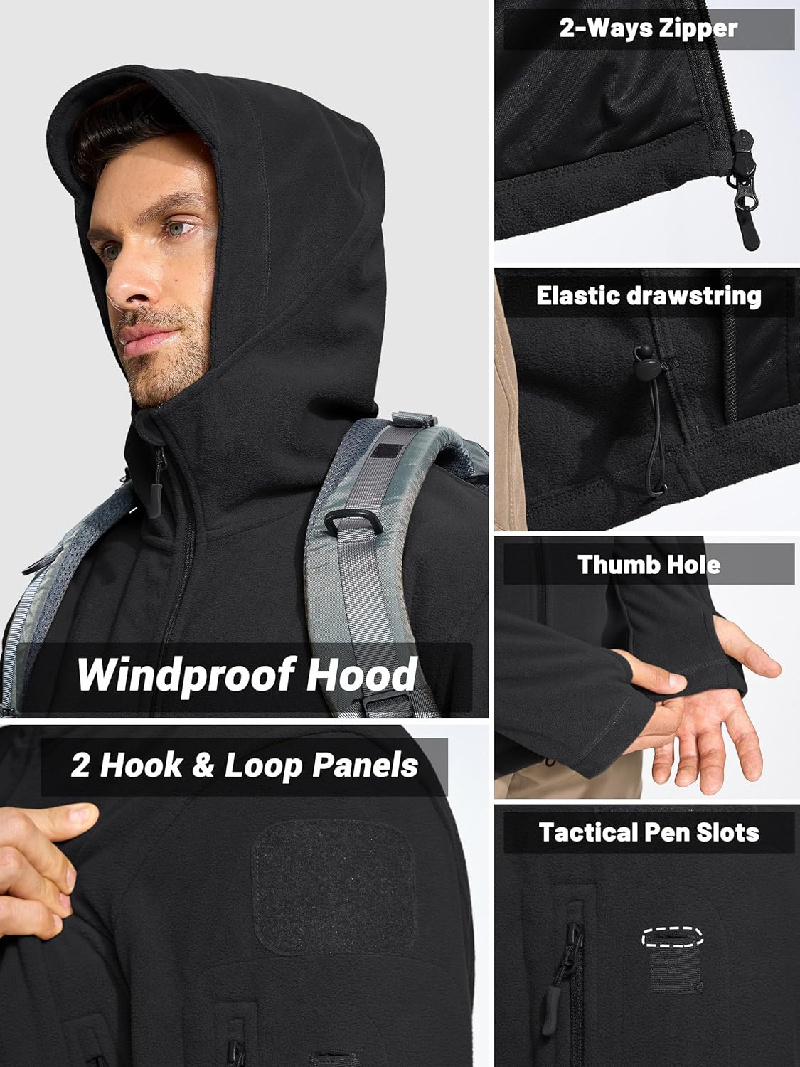 TACVASEN Tactical Jacket for Men Fleece Jackets Full Zip Military Hoodies Windproof Warm Winter Coat Outdoor Hunting - Image 7
