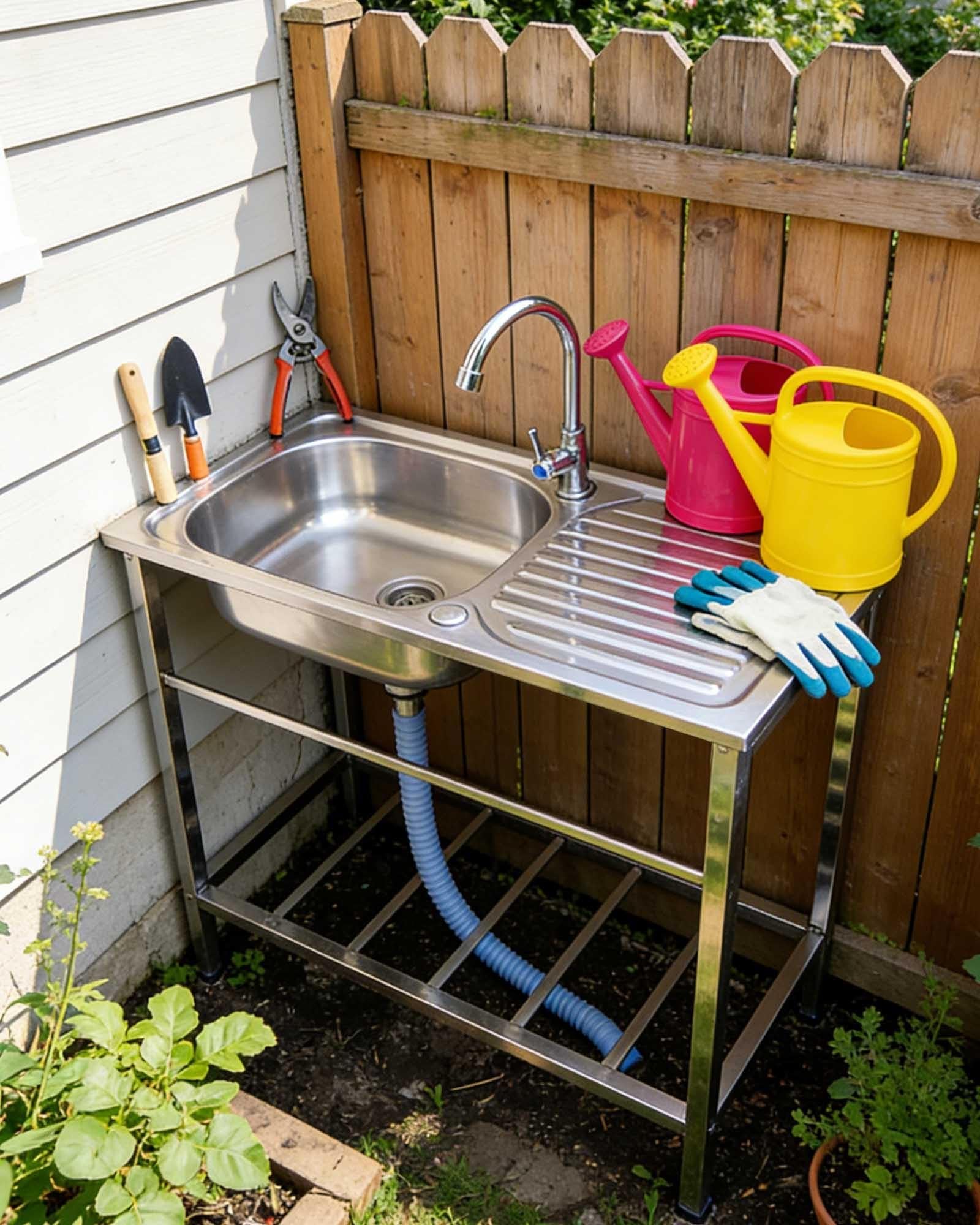 Lavabo per Cucina Commerciale Portatile Lavandino Da Esterno Acciaio Inox