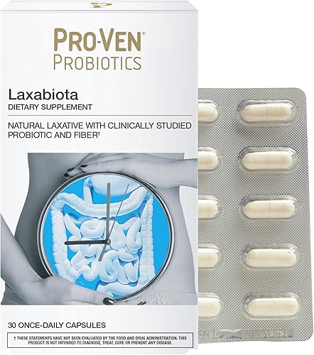 Pro-Ven Laxabiota Probiótico diario para alivio ocasional del estreñimiento, 12.5 mil millones de UFC, laxante natural (Senna) y fibra  Regularidad