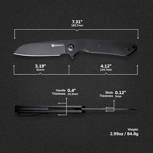 Miniatura 7 de SENCUT Kyril - Cuchillo plegable de bolsillo para EDC, diseño de Ferrum Forge Knife Works, cuchillo pequeño con bloqueo de forro con clip, hoja