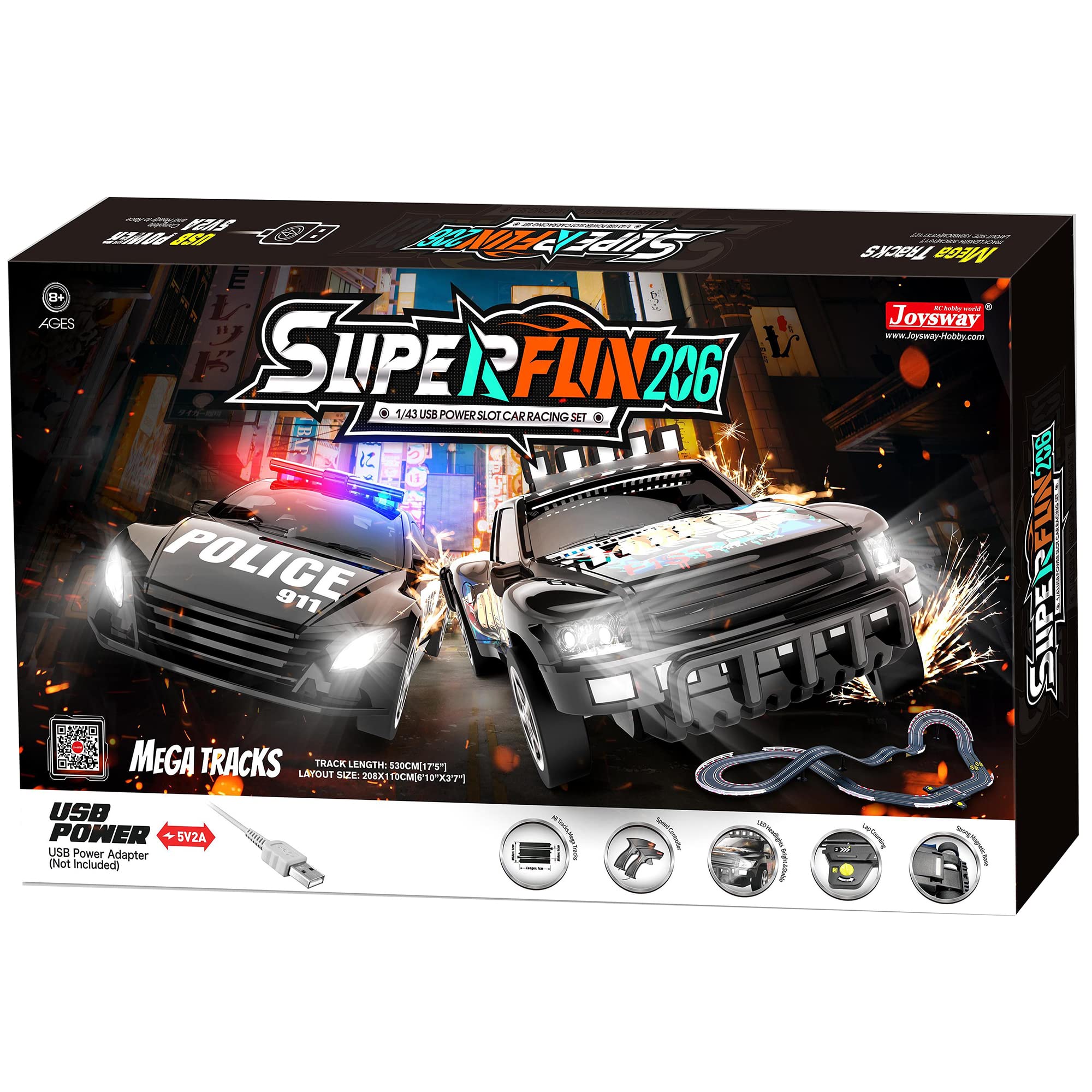 Amazon.com: Joysway: SuperFun 206-1/43 USB Power Slot Car Racing