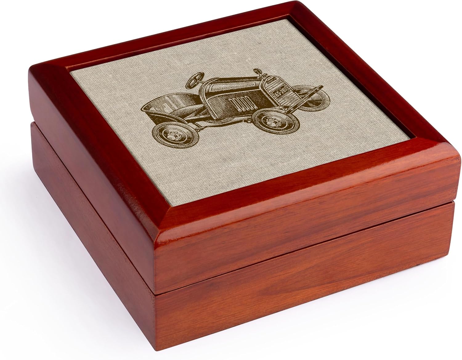 3dRose Antique Childs Toy Car Jewelry Box 7 x 7 inch with 4 inch tile