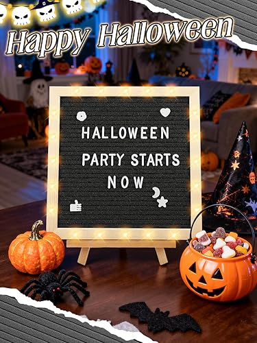 Miniatura 2 de Tablero de letras con luz degradado con luces LED, tablero de mensajes intercambiables de fieltro de 10 x 10 pulgadas con marco romántico, letras