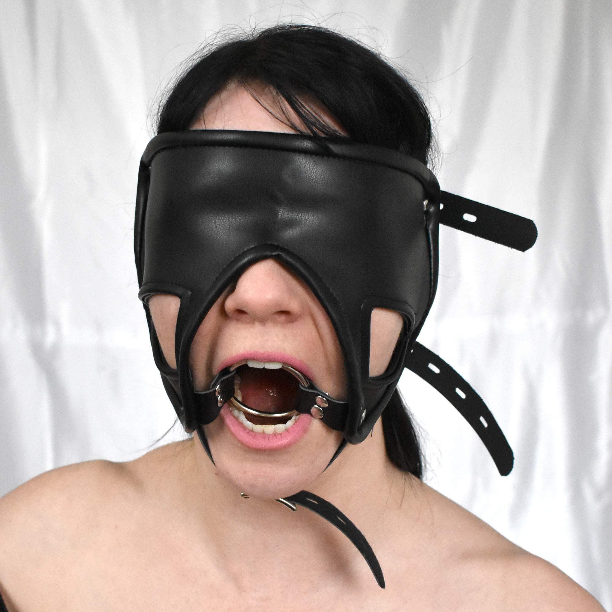 Maschera Bondage bloccabile con O-Ring - Maschera BDSM in finta pelle, giocattolo sessuale per coppie, maschere fetish & accessori erotici