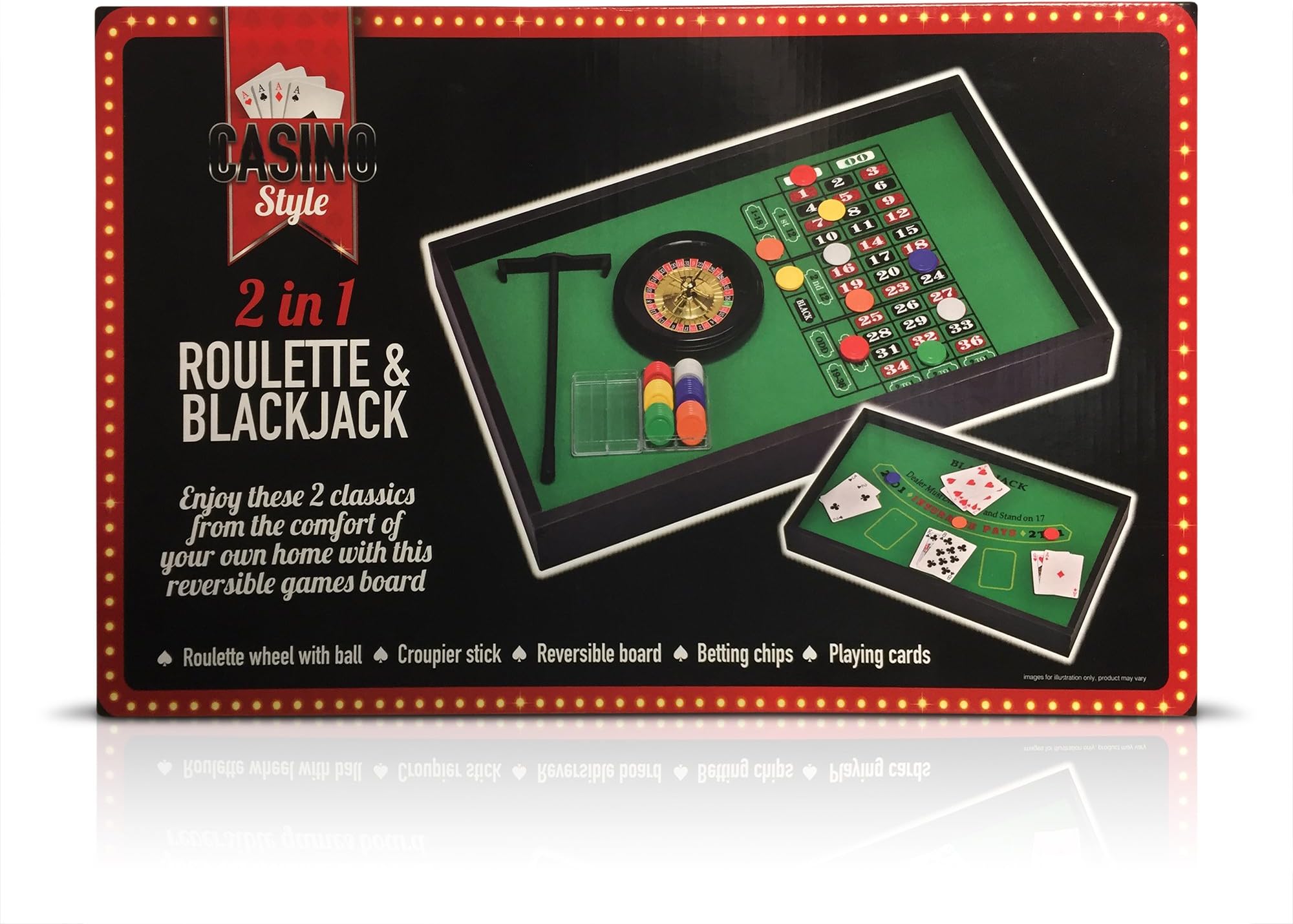 2 in 1 Casino Roulette and Blackjack Table Set