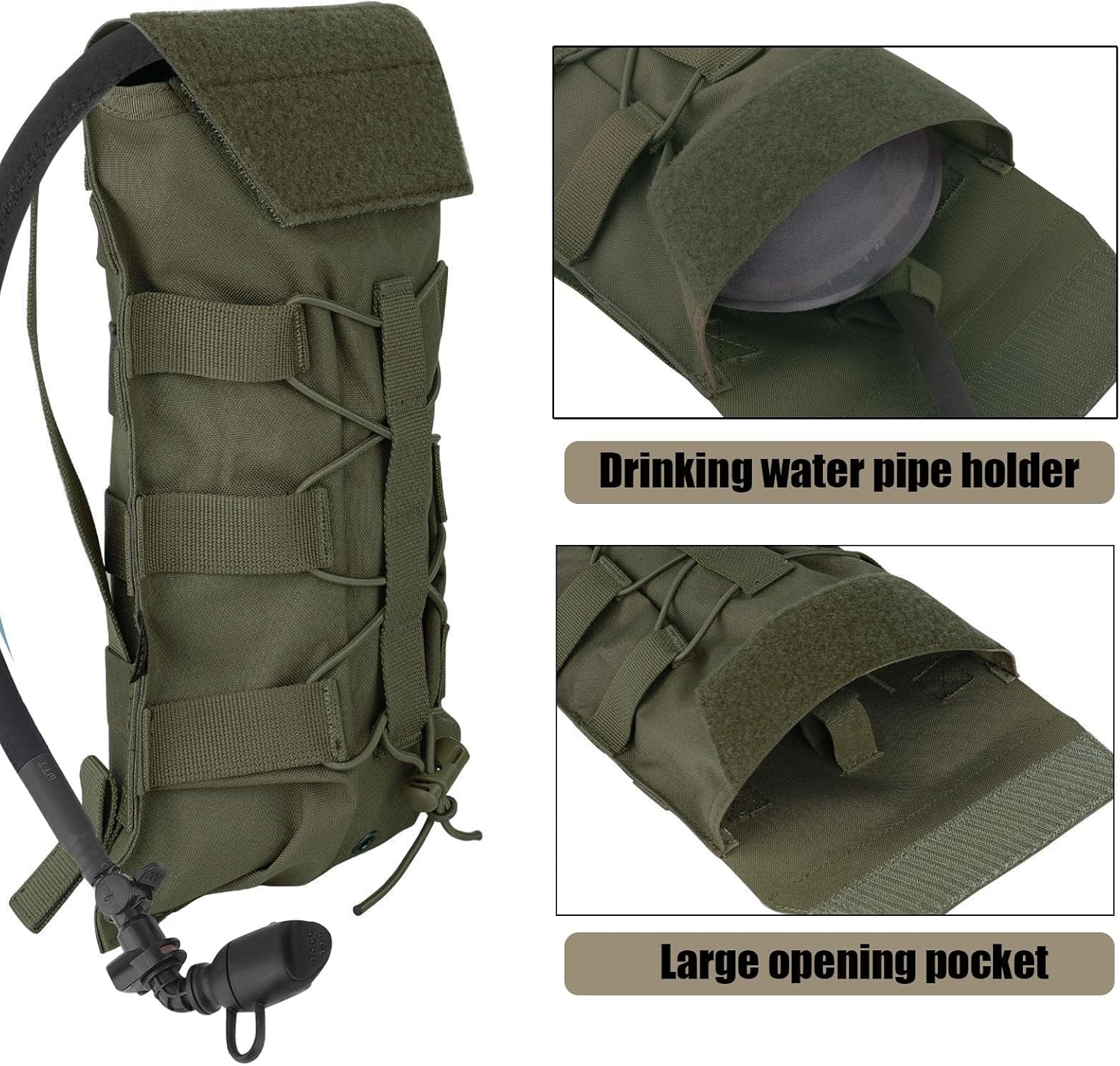 PETAC GEAR 1.5L / 3L Tactical Hydration Pack，Molle Carrier Pouch for 50 oz /100 oz Hydration Bladder Daypack Water Backpack.