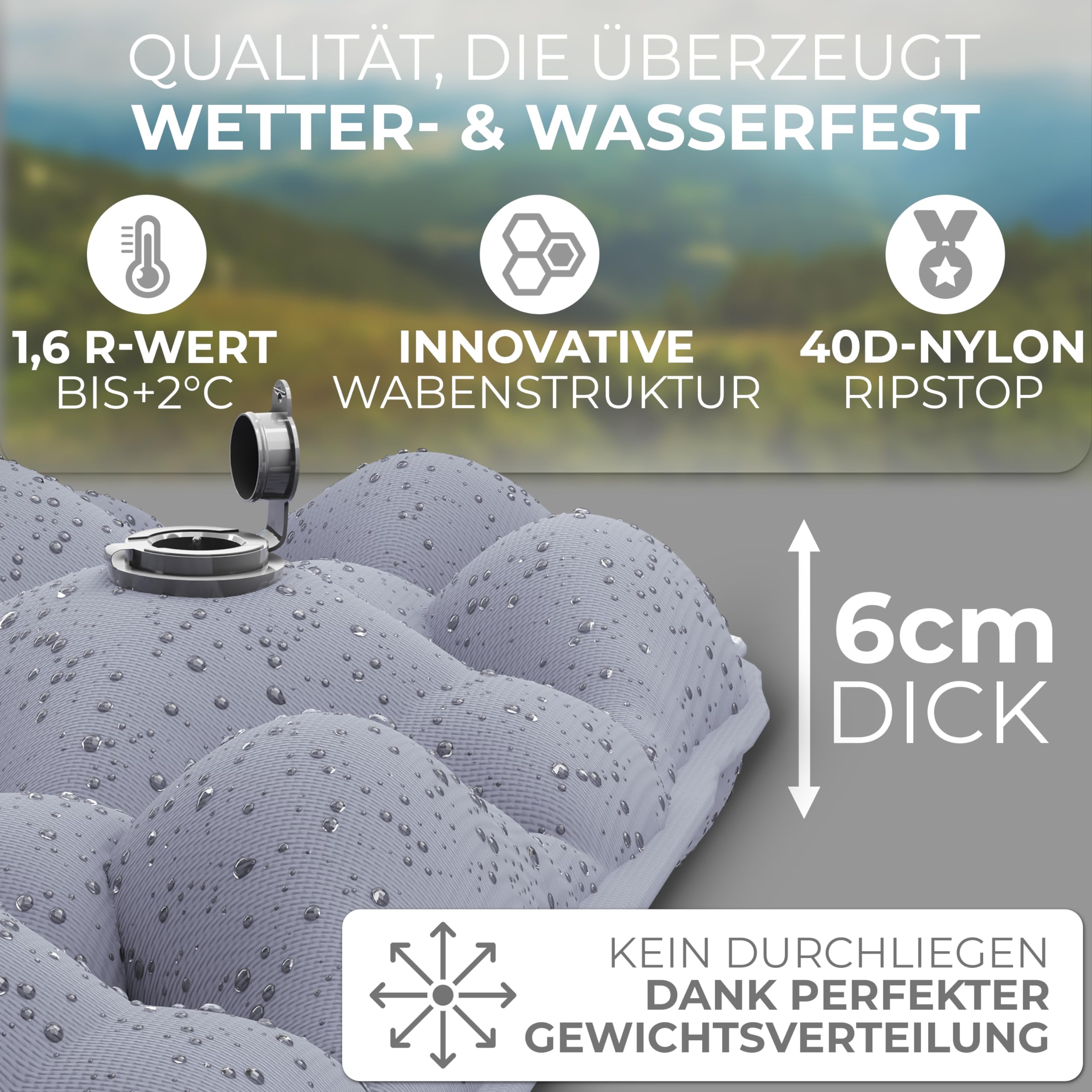 Alpenwert® Isomatte Outdoor [Kleines Packmaß & Ultraleicht] – Testsieger 2026 – 100 Tage risikofrei testen – Aufblasbare Schlafmatte & Luftmatratze für Camping, Wandern, Trekking & Backpacking*