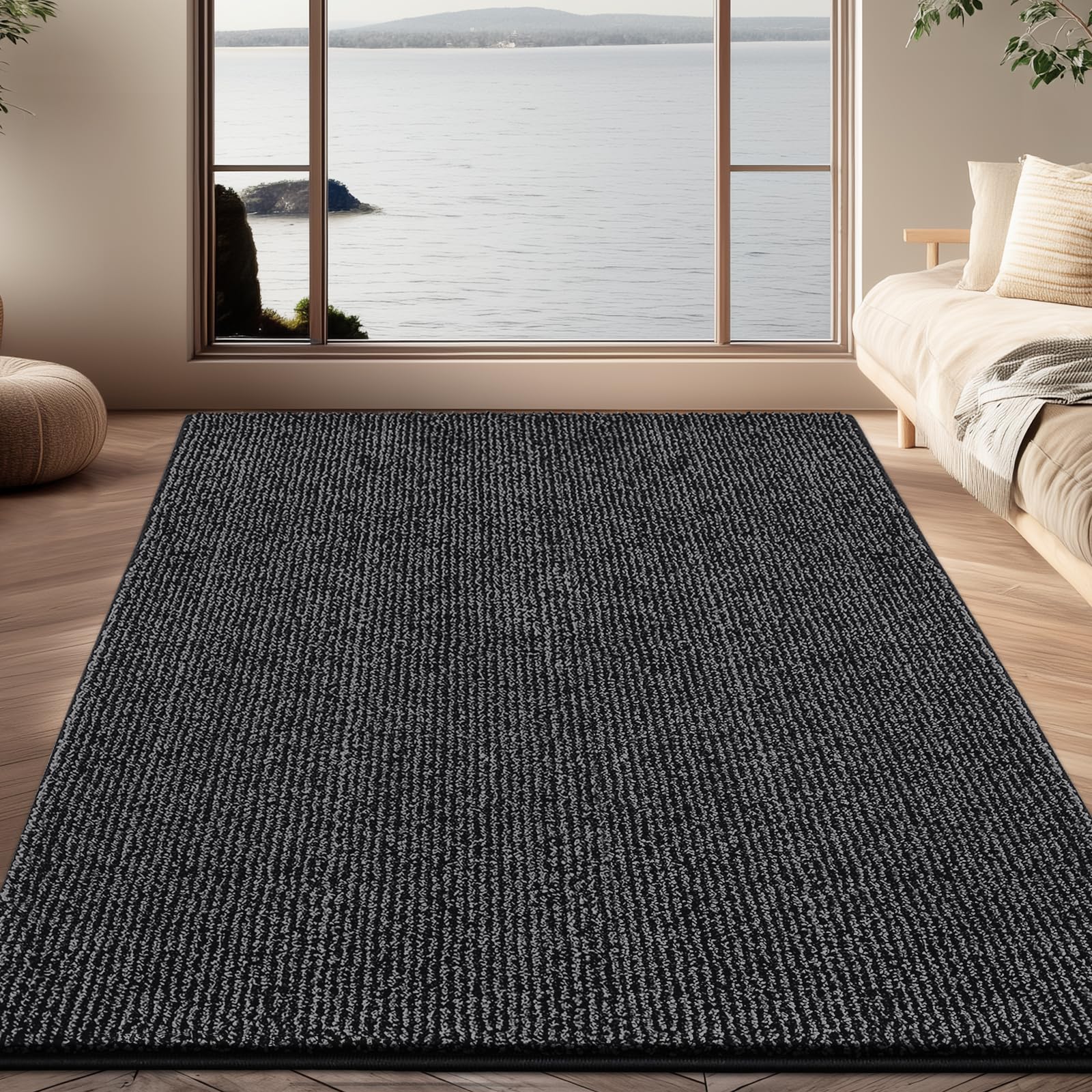 DOMUSTEX Waschbar Teppich Läufer 120 x 180 cm, Schmutzfangmatte Innen, rutschfeste Fussmatte für Wohnzimmer, Schlafzimmer, Flur