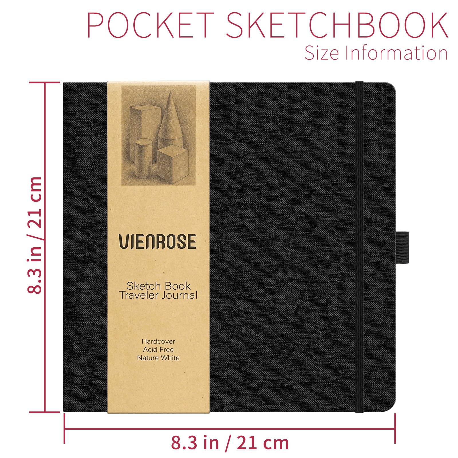 Vienrose Libros de bocetos de 8.3 x 8.3 pulgadas, tapa de lino, libro de bocetos con papel sin ácidos, bloc de dibujo para niños, principiantes y profesionales, suministros de arte para adultos y
