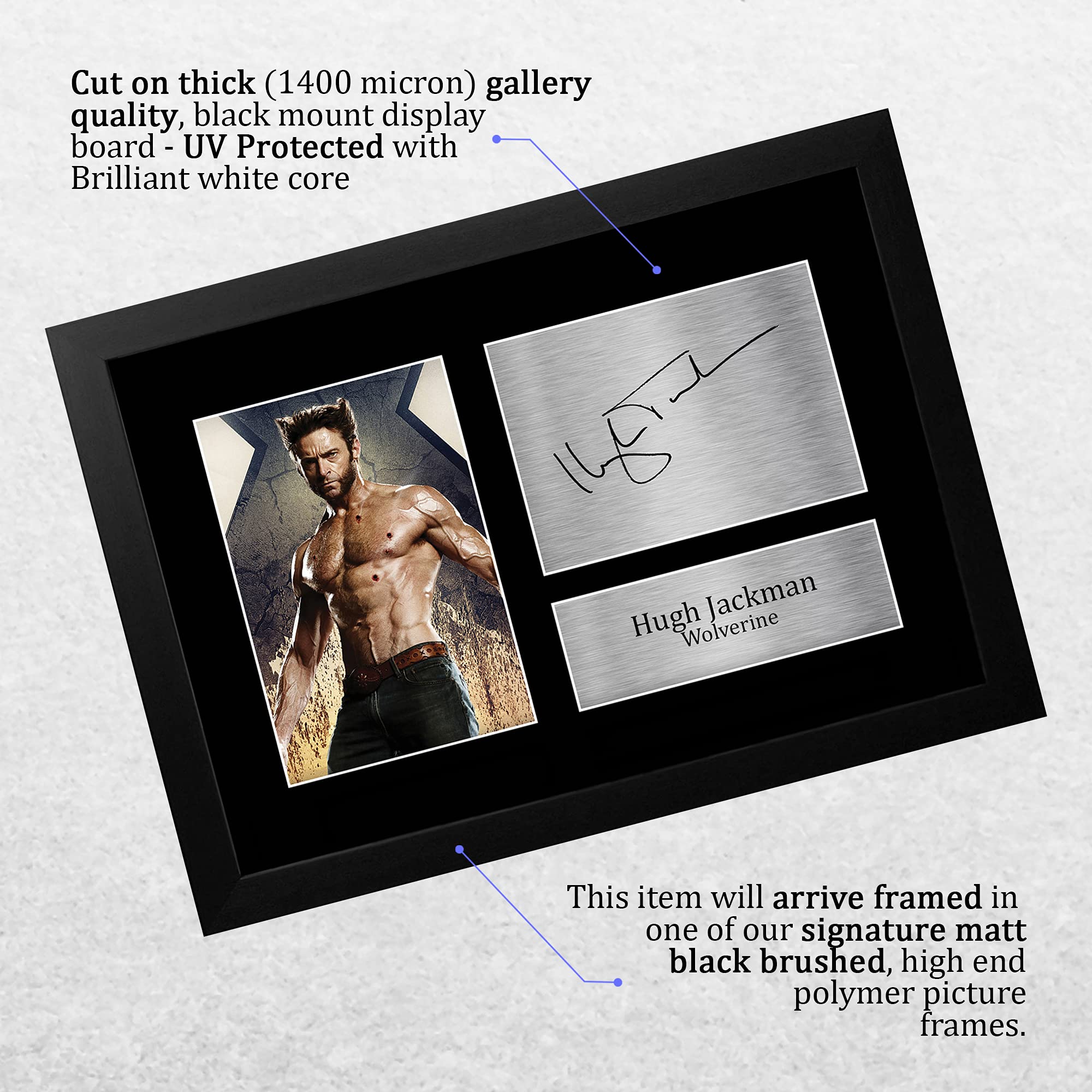 Regalo Fans Superhéroes Póster Enmarcado De Hugh Jackman - Impresión A4 Con Autógrafo Para Fans De Wolverine Autógrafo Impreso A4
