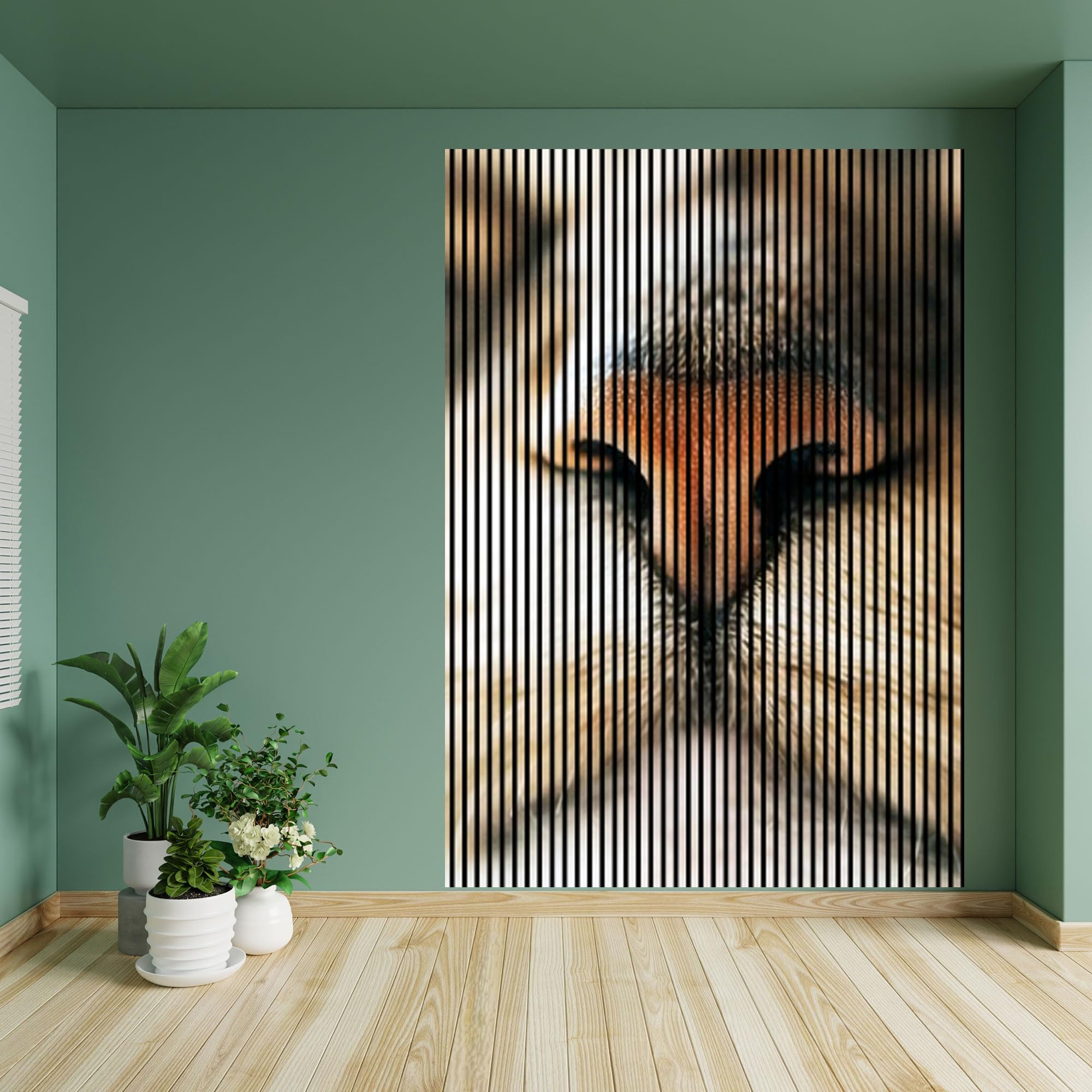 Panele akustyczne z nadrukiem cyfrowym Cat01 19 x 1693 x 2400 mm Kot MDF włókna PET panele ścienne brązowe 3 pojedyncze płyty