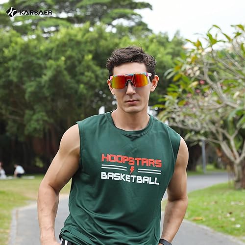 Miniatura 5 de Karsaer Vision - Lentes de sol retro de los años 80 y 90 sin montura con visera de neón para hombres y mujeres