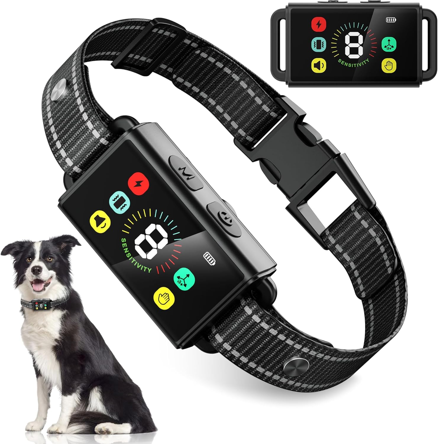 MODUS Dog Bark Collar, Rechargeable Anti Barking Training Collar with 8 Adjustable Sensitivity, IP67 Waterproof Bark Shock Collar with Beep Vibration Shock for Large Medium Small Dogs(Outdoor&Indoor)