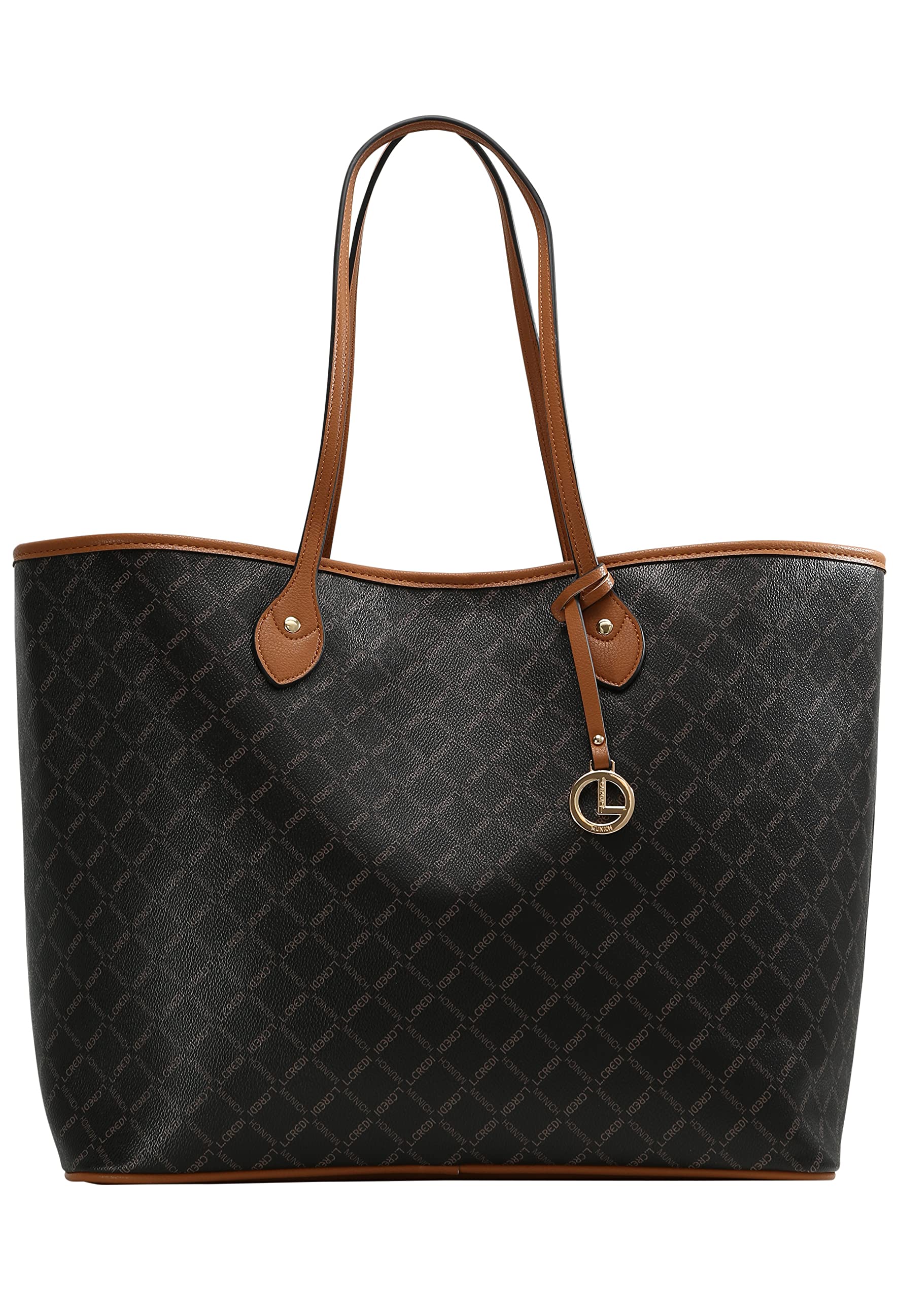 L.CREDI Handtasche Filiberta mit Label-Applikationen