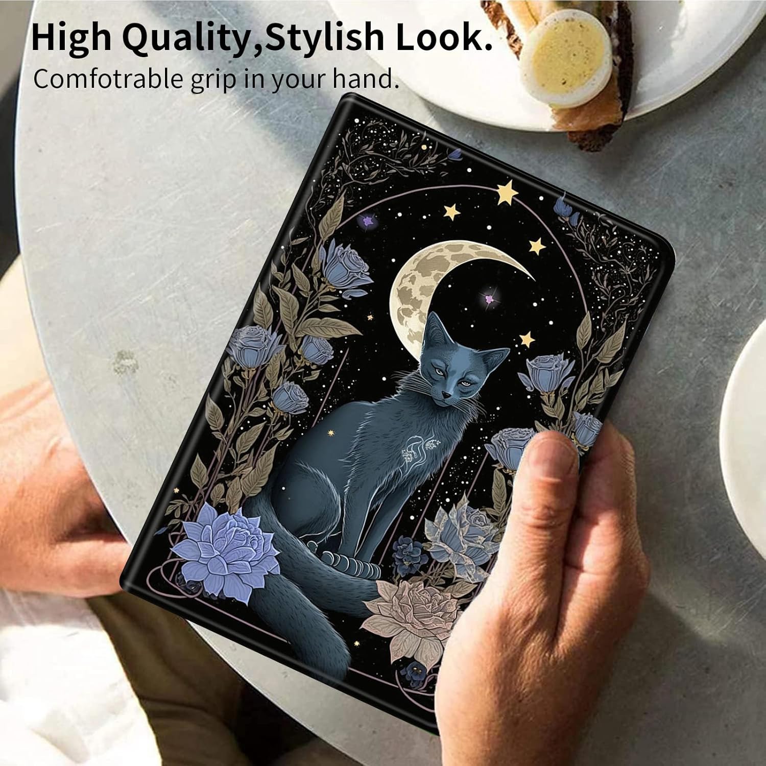 Case for Kindle Paperwhite 12th Gen 2024 (7")& Kindle Colorsoft Signature Edition,PU Leather Slim Standing Smart Cover Case with Auto Sleep/Wake for Kindle Paperwhite 2024-Witchy Cat Moon