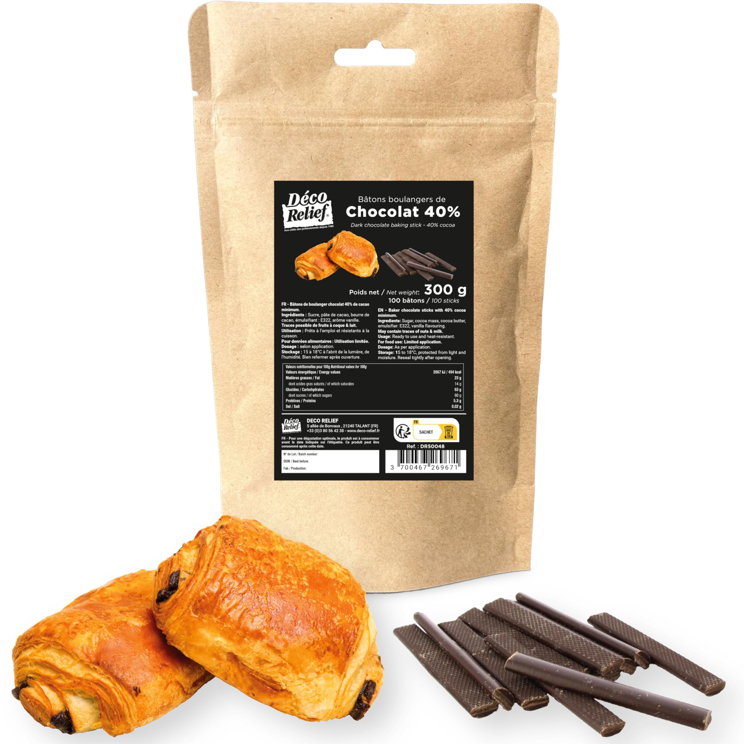 Déco Relief - 100 bâtons de boulanger chocolat