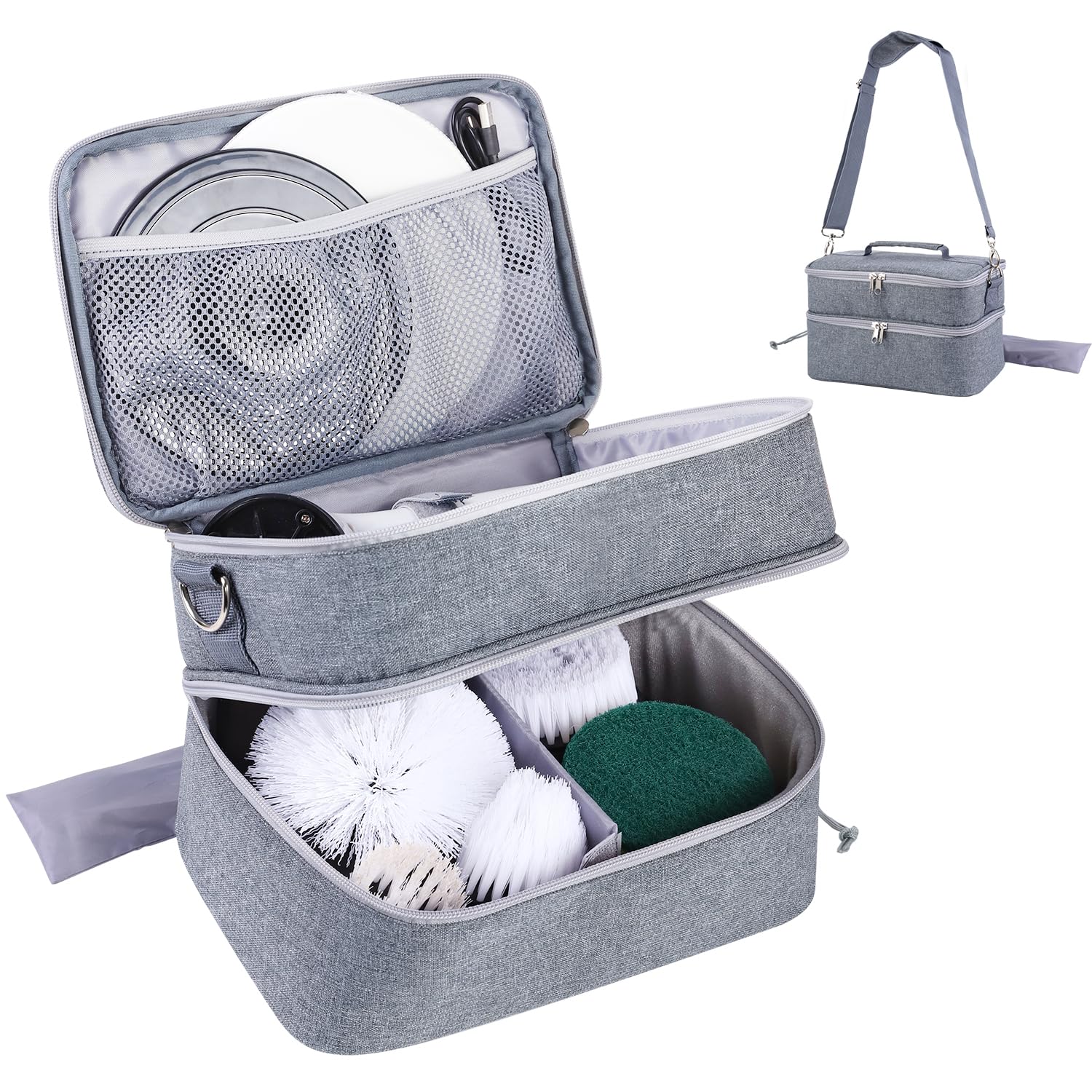 Storage Bag Compatible with Electric Spin Scrubber Portable Organizer for Cleaning Brush, Carry Case for Bathroom Floor Windows Cleaning Tool, Household Cleaning Supplies Organizer, Bag Only