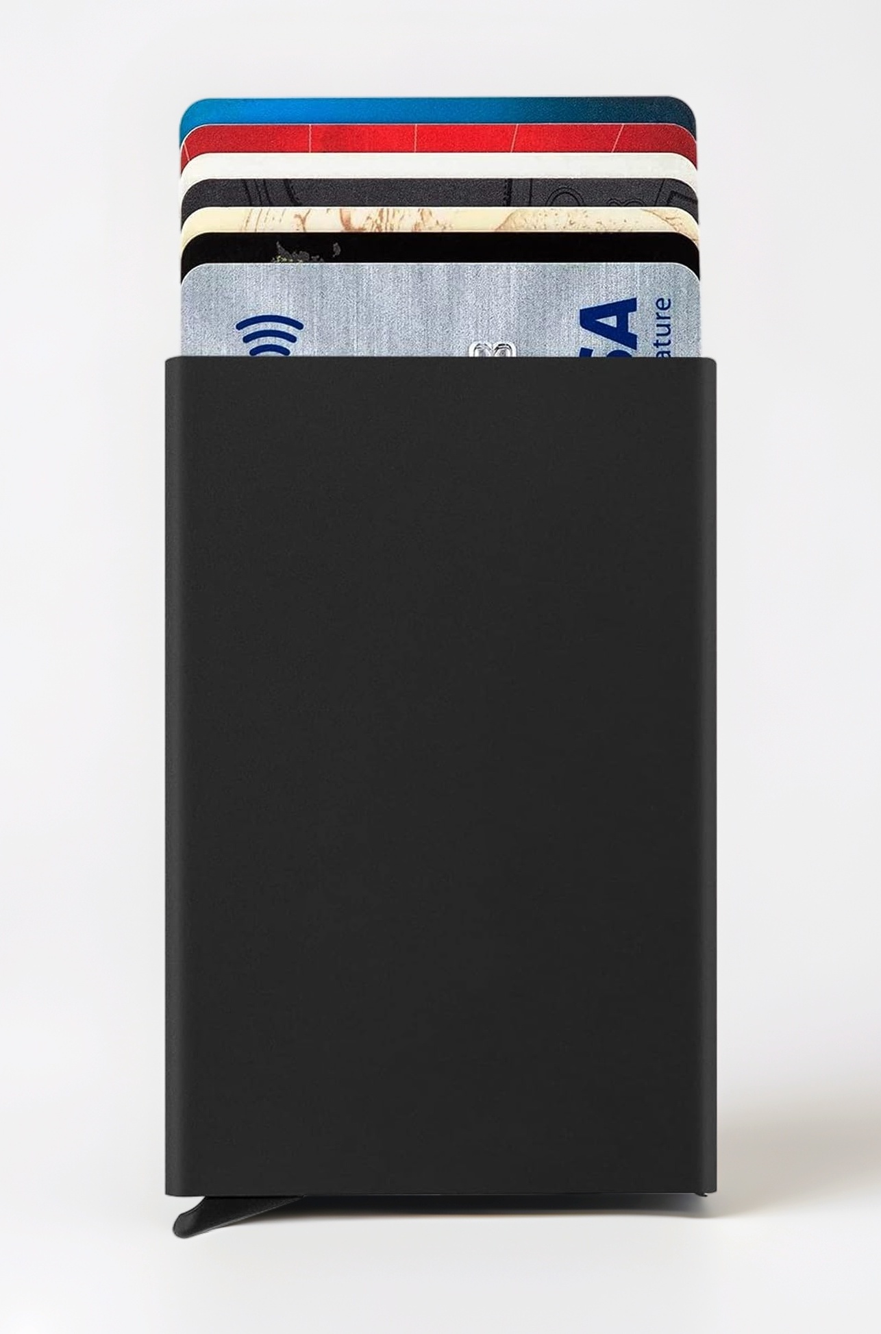 Black Metal RFID Blocking Aluminium Pop Up Slim Credit Or Debit/ATM Card Holder Case Holds 6 Bank Cards Case for Men & Women - (9.5 x 0.9 x 6 Cm)