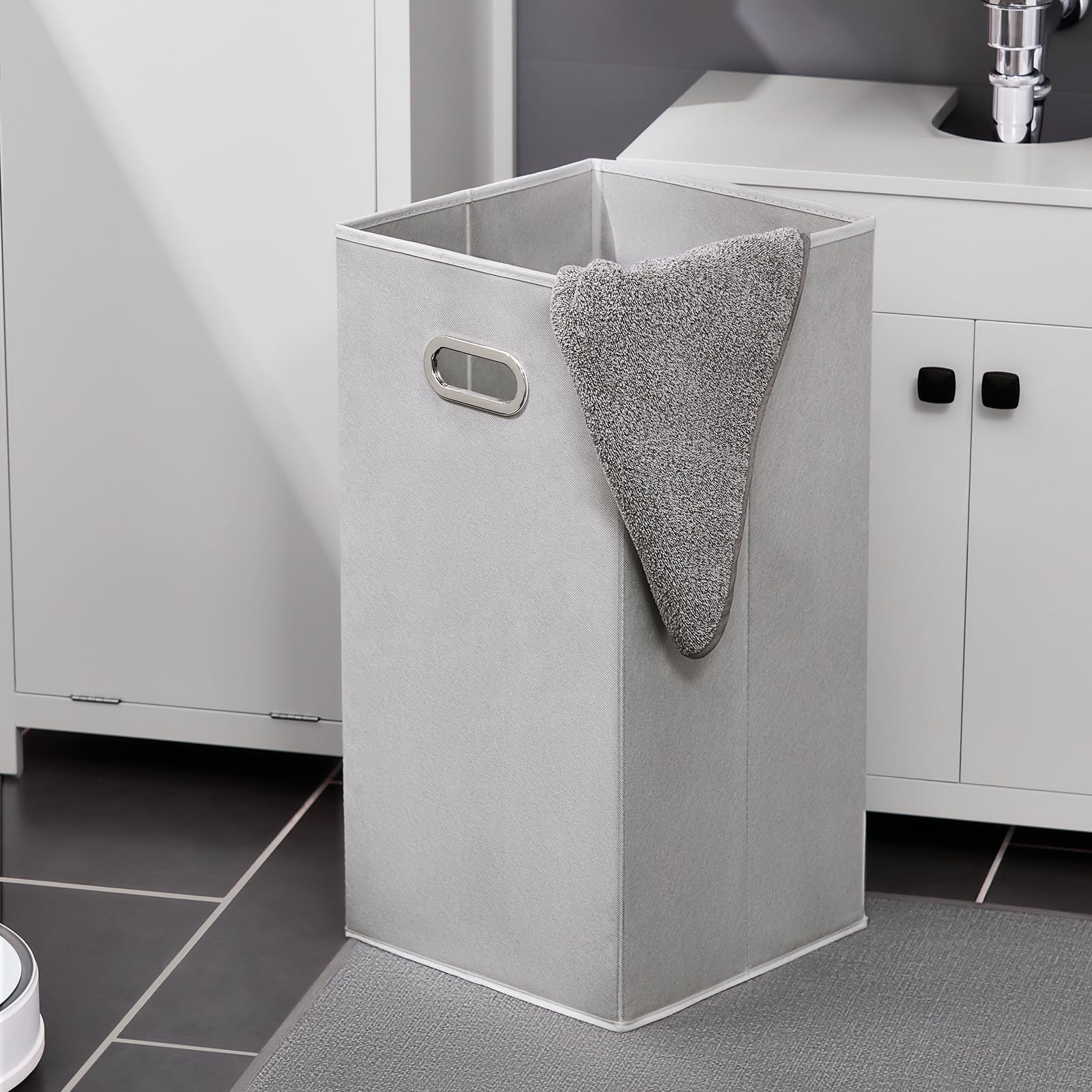 Wäscheschrank mit Korb, 90 cm hoch, Badezimmer-Aufbewahrungsbox, platzsparender Organizer, B 40 x T 35 cm, modernes Design für den Heimgebrauch
