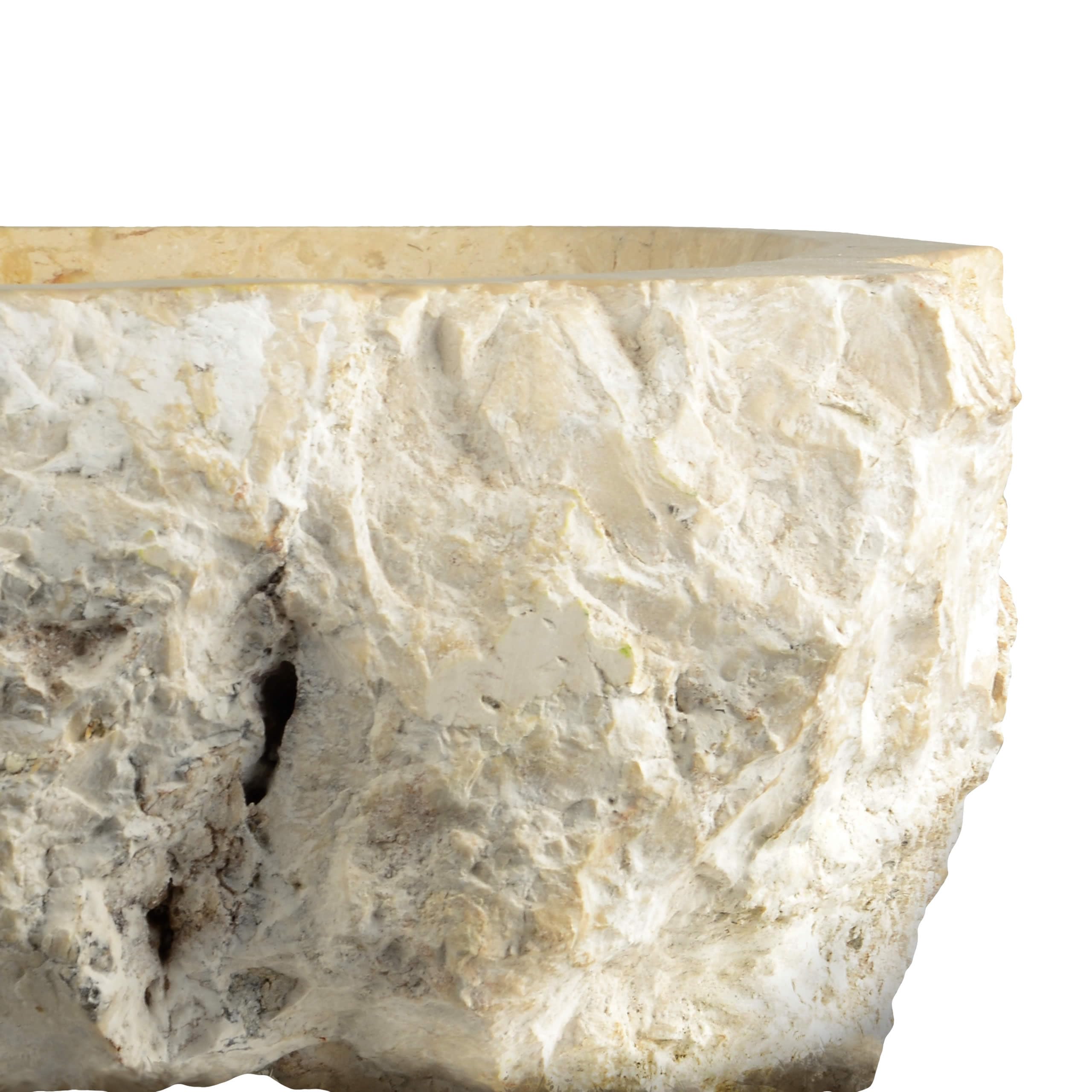 DIVERO Natur-Stein Waschbecken TORTONA2 aus Marmor – Farbe: Creme-Weiß