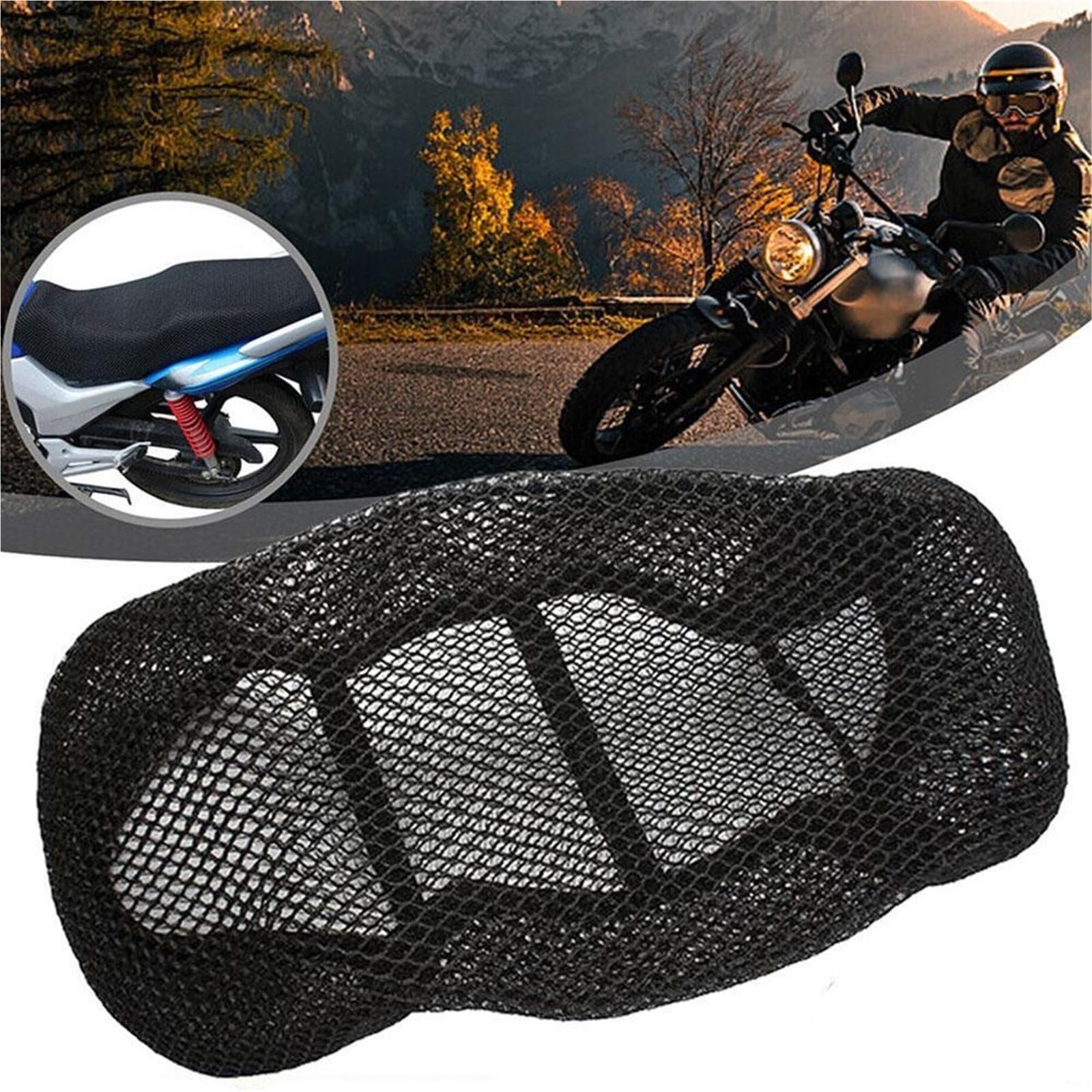LISTEAM Coprisella traspirante per moto Cuscino Coprisedile Per Moto | Fodere traspiranti per cuscino coprisedile antiscivolo per moto(A 2 PCS)