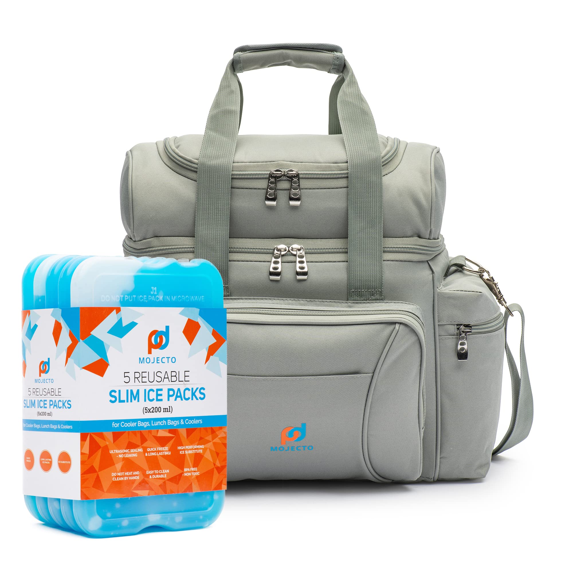 Extra Large Cooler Bag Dual Insulated Compartment 14x13x9 In