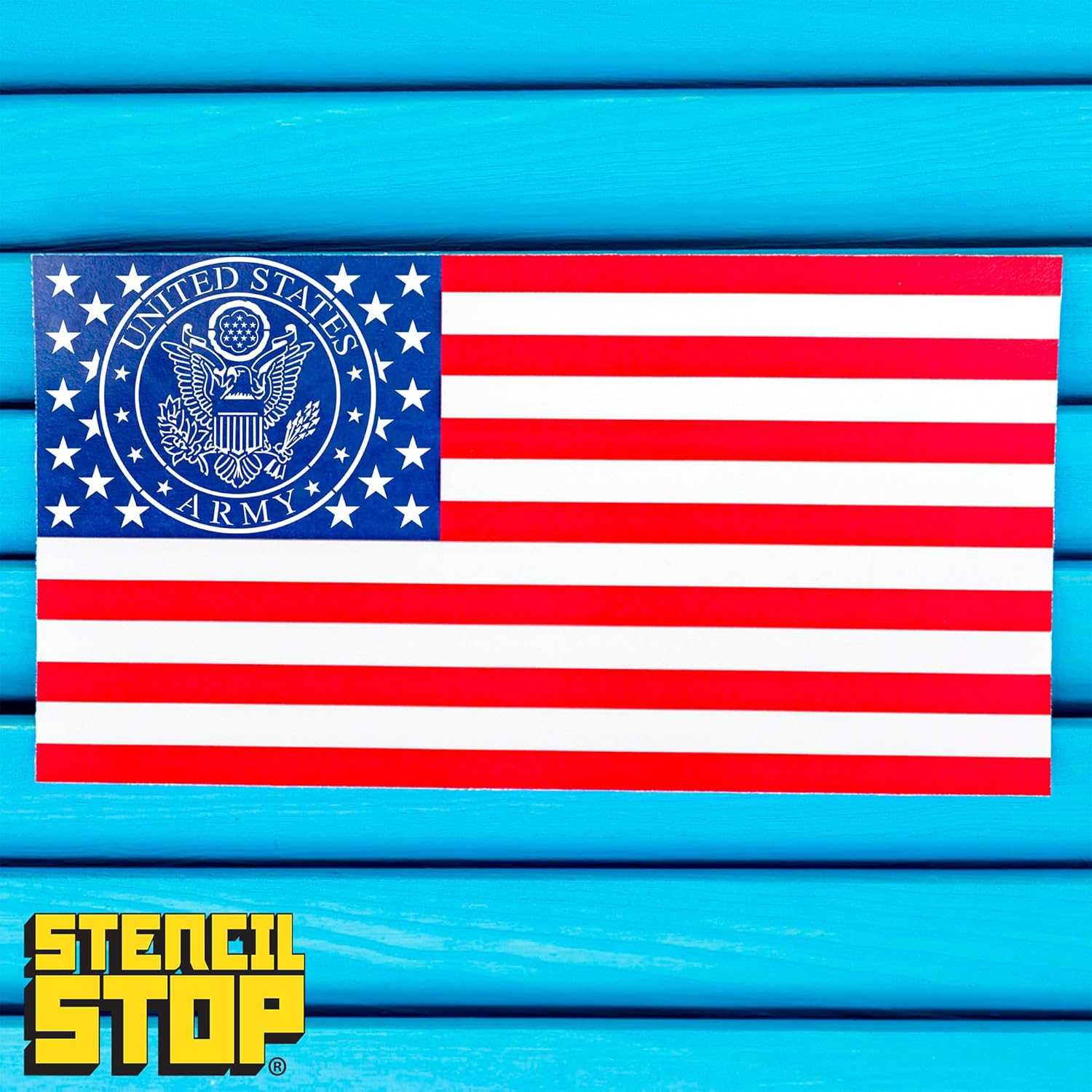Stencil Stop US Army Logo with Stars Stencil - Reusable for DIY Projects, Painting, Drawing, Crafts - 14 Mil Mylar Plastic (24 x 16.5 inches)
