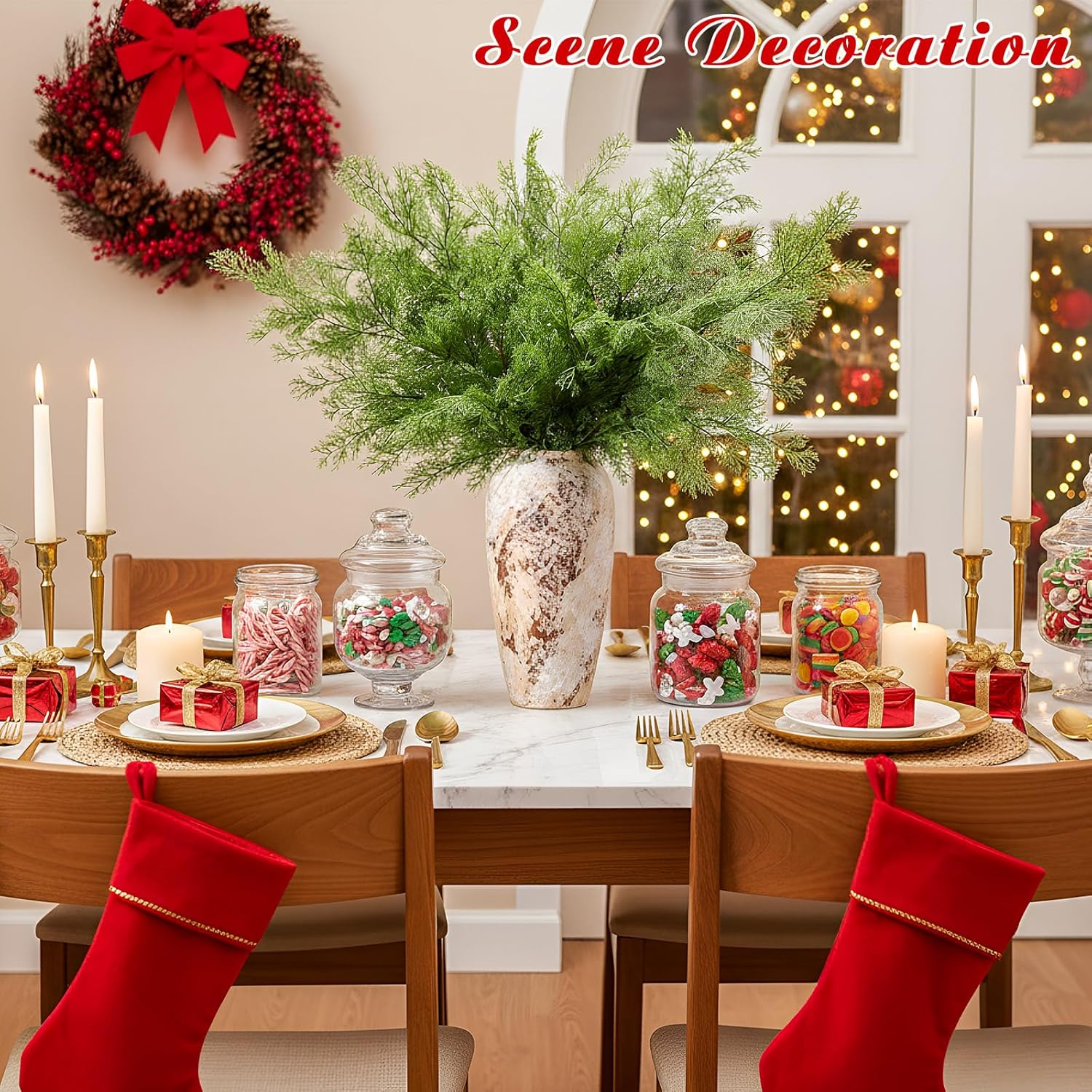 Daifunli 12 Pack Artificial Cedar Branches 39 Inch Faux Greenery Pine Branches for Vase Realistic Evergreen Pine Picks Suitable for DIY Crafts Christmas Tree Sprigs Garland Wreath Home Decoration