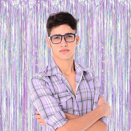 Miniatura 167 de Cortinas de fondo de flecos de papel de aluminio para fiestas, 3 piezas, 39.6 x 98.4 pulgadas, azul retro 48 Retro Azul,03 Rosa,04 Rosa