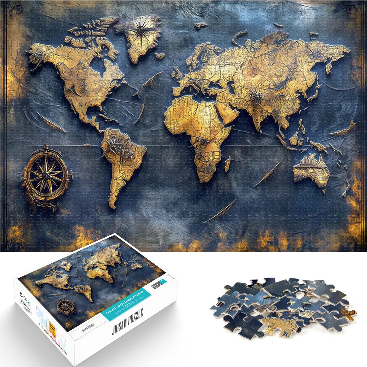 Puzzle Adulte 2000 pièces Carte du Monde Vintage Jouets de Divertissement Familial Chaque pièce est Unique - Jeu Familial Stimulant et Amusant 70x100cm