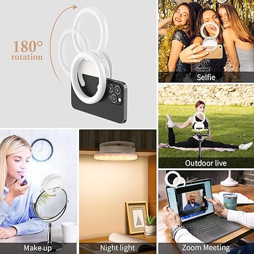 Miniatura 4 de Trakxy Luz de anillo selfie luz de anillo recargable con clip con 40 luces LED luz de selfie circular portátil para iPhone  Android Smart Phone
