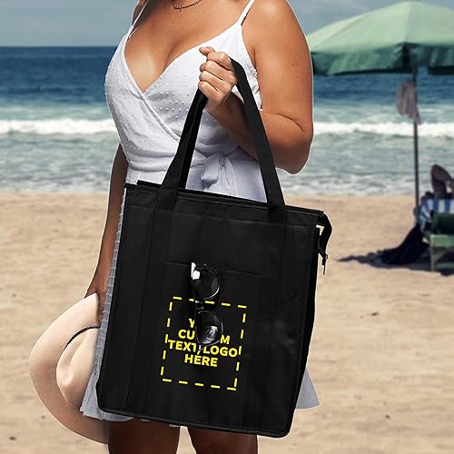 Miniatura 6 de DISCOUNT PROMOS Juego de 100 bolsas de mano aisladas no tejidas personalizadas, paquete a granel, reutilizables, ideales para picnic, campamento,