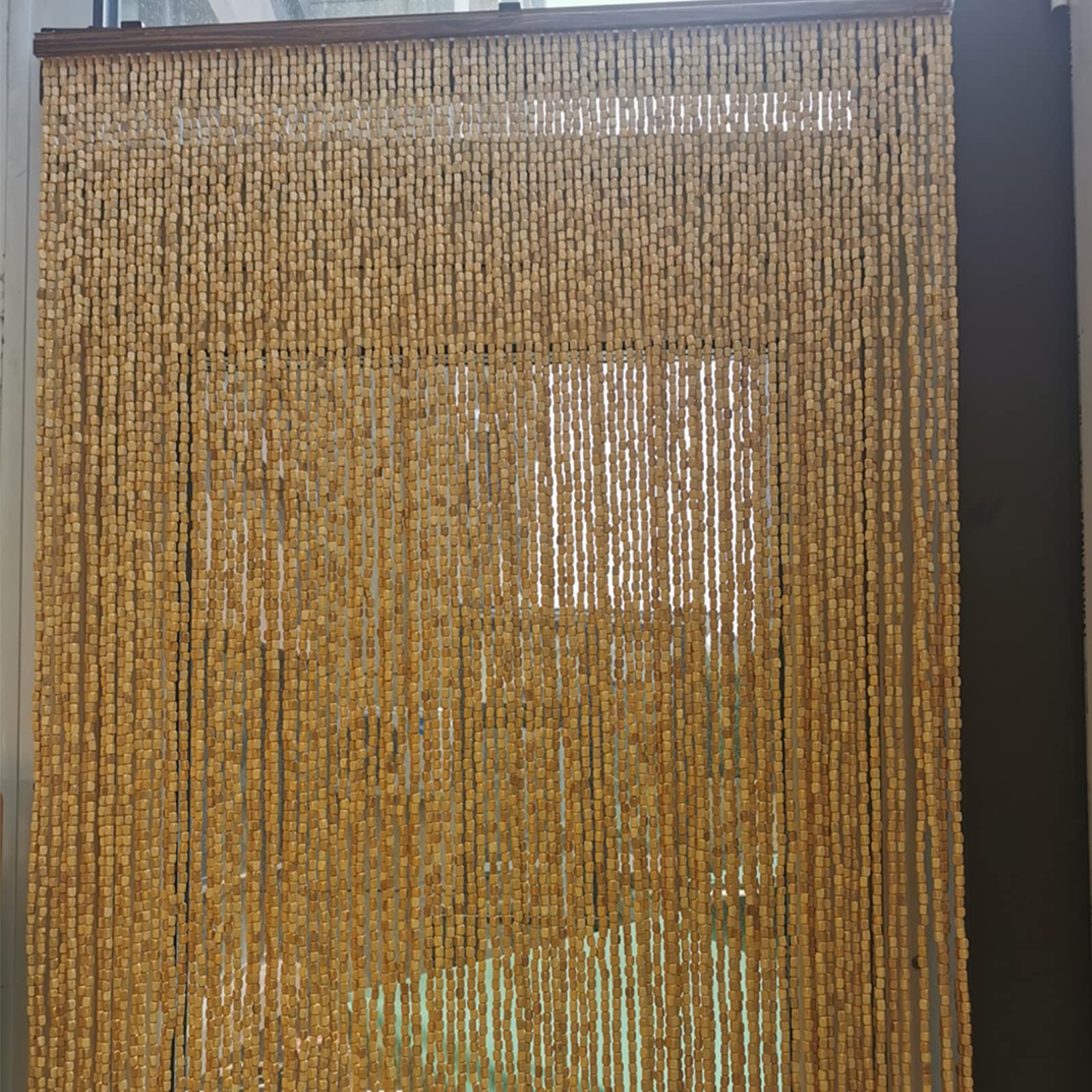 Rideau de Perles en Bois Naturel et Bambou, Rideau de Perles en Bambou pour Porte, Rideau de Porte en Bambou perlé Suspendu, séparateur Mural, pour Couloir de fenêtre de Chambre, p