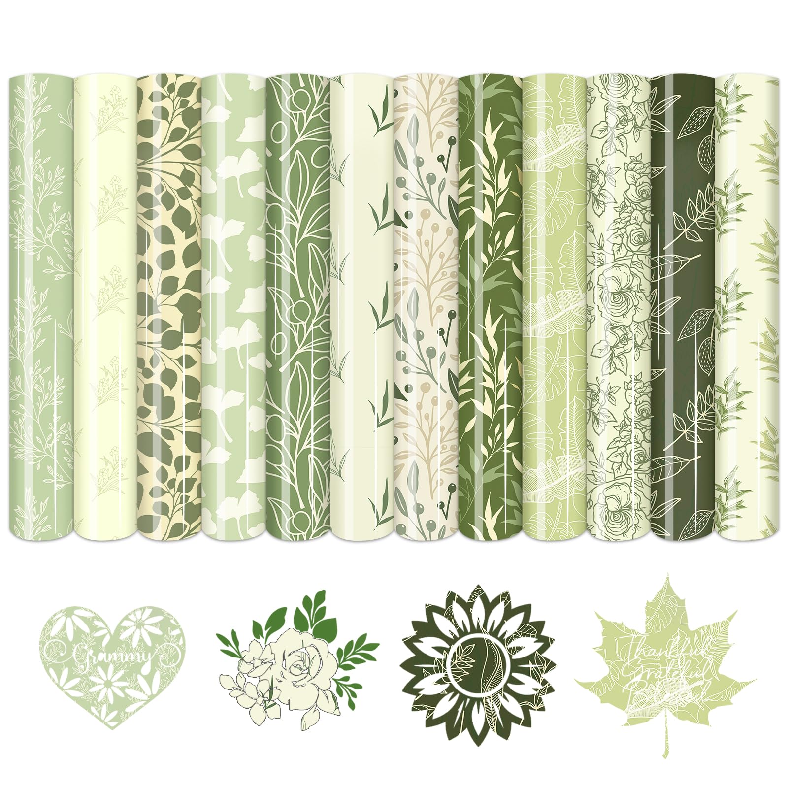 18 Feuilles Vinyle Transfert Thermique Tintnut Vert - 30,5x25,4cm Pour T-shirts