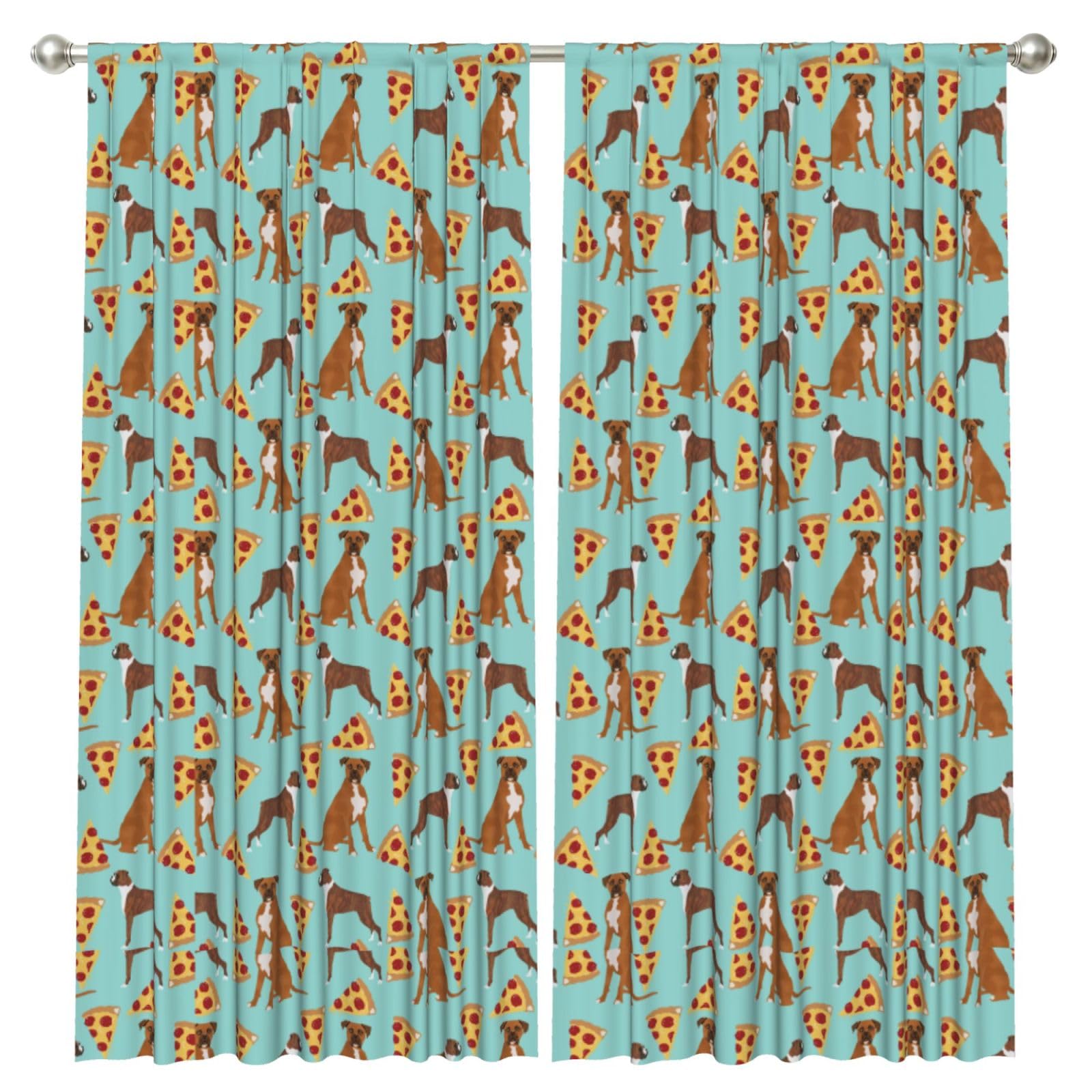 InOmak Boxer Dog, 2 Panels Window Curtains 52 x 84 Inch Blackout Curtains for Living Room Bedroom
