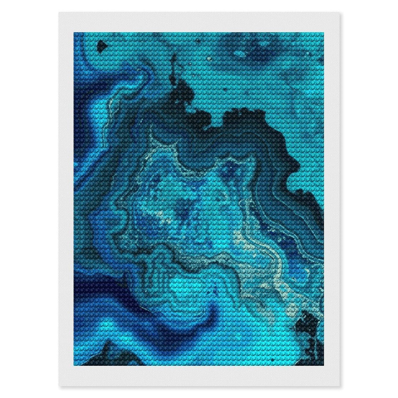 DWVTSLH Bright Aqua Blue Turquoise Diamond Painting Kits for Adults, Personalized Diamond Photo Art Full Drill, DIY 5D Diamond Art Painting Kits for Beginners, Home Wall Decor 12"x16"