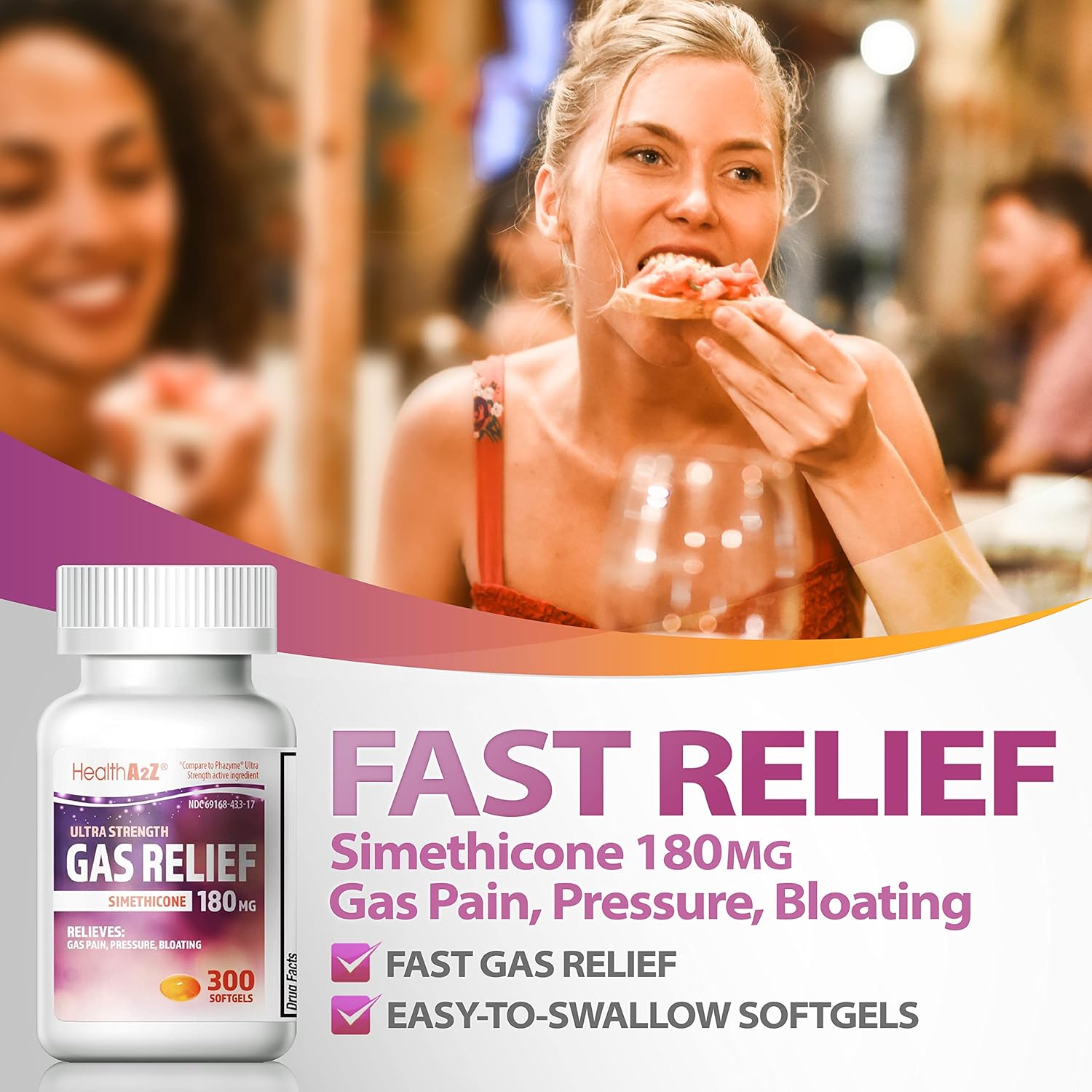 Buy HealthA2Z Gas Relief 300 Counts Simethicone 180mg Ultra Strength Fast Gas Relief