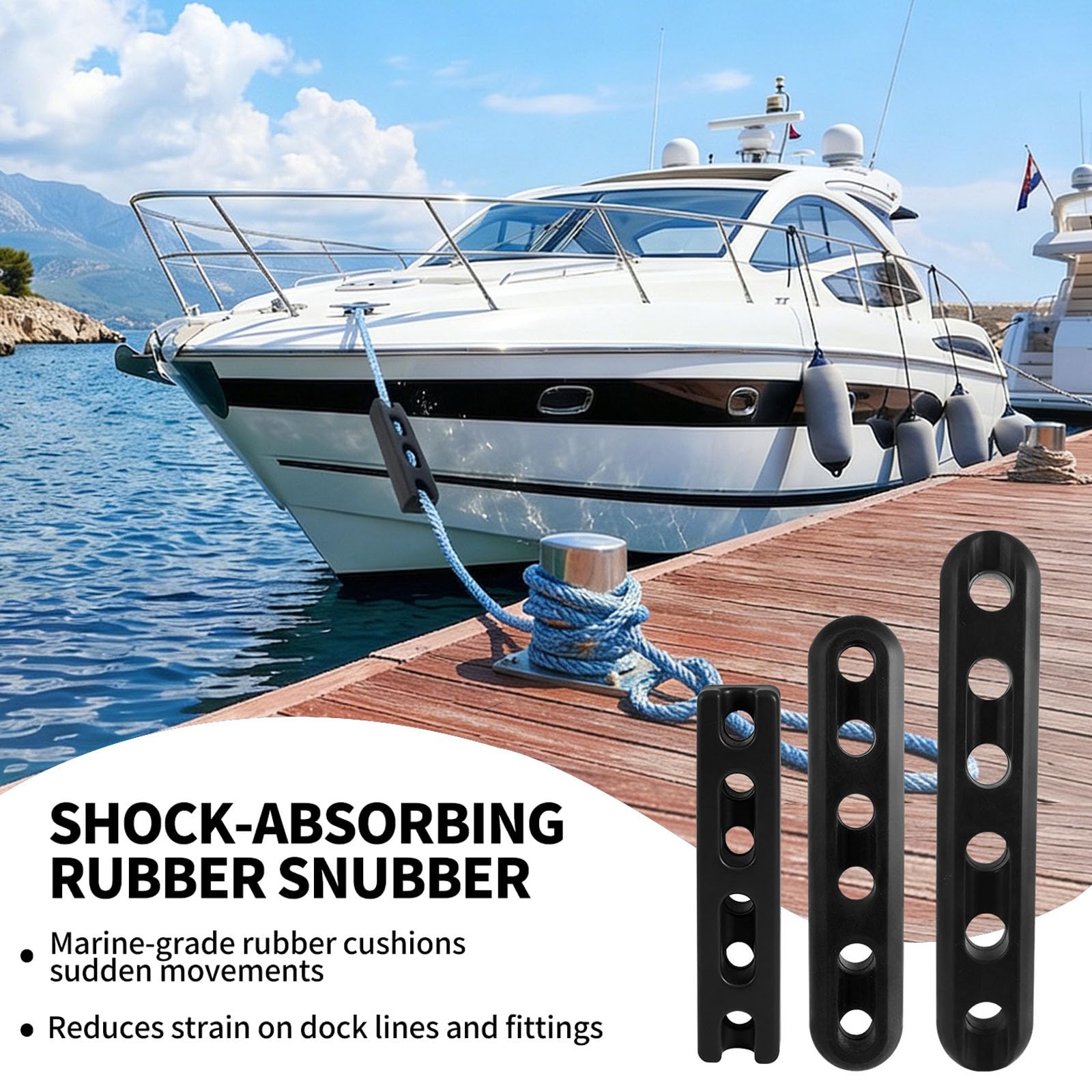 Ammortizzatore di ormeggio in Gomma per Barche e Yacht, con Assorbimento degli Urti e Resistenza agli Agenti atmosferici.